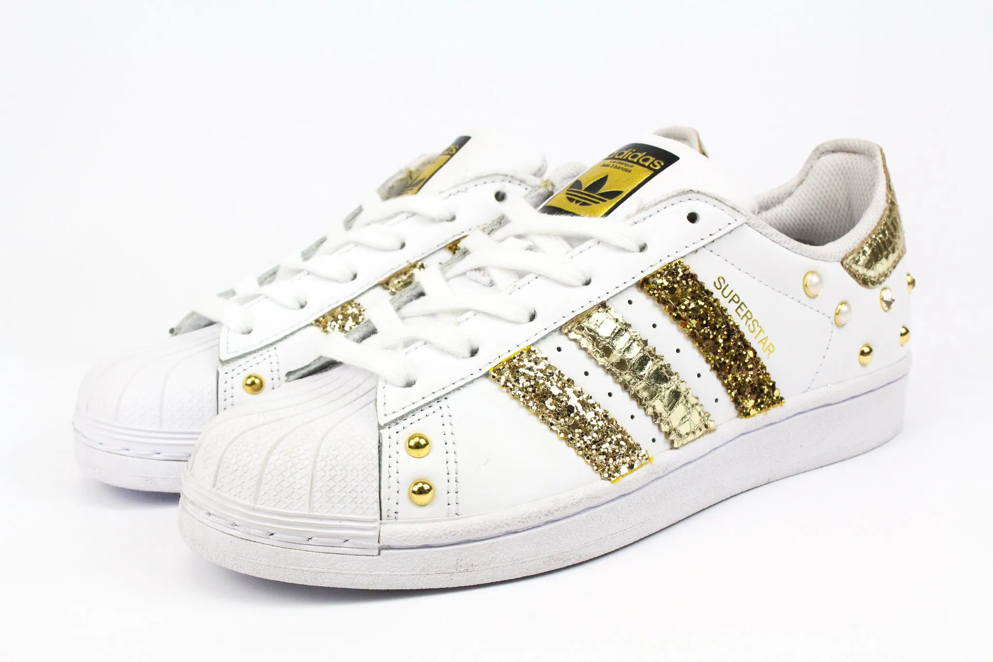 Adidas Superstar Cocco Laminato Gold Glitter & Strass Lightweight Footwear Storm Step