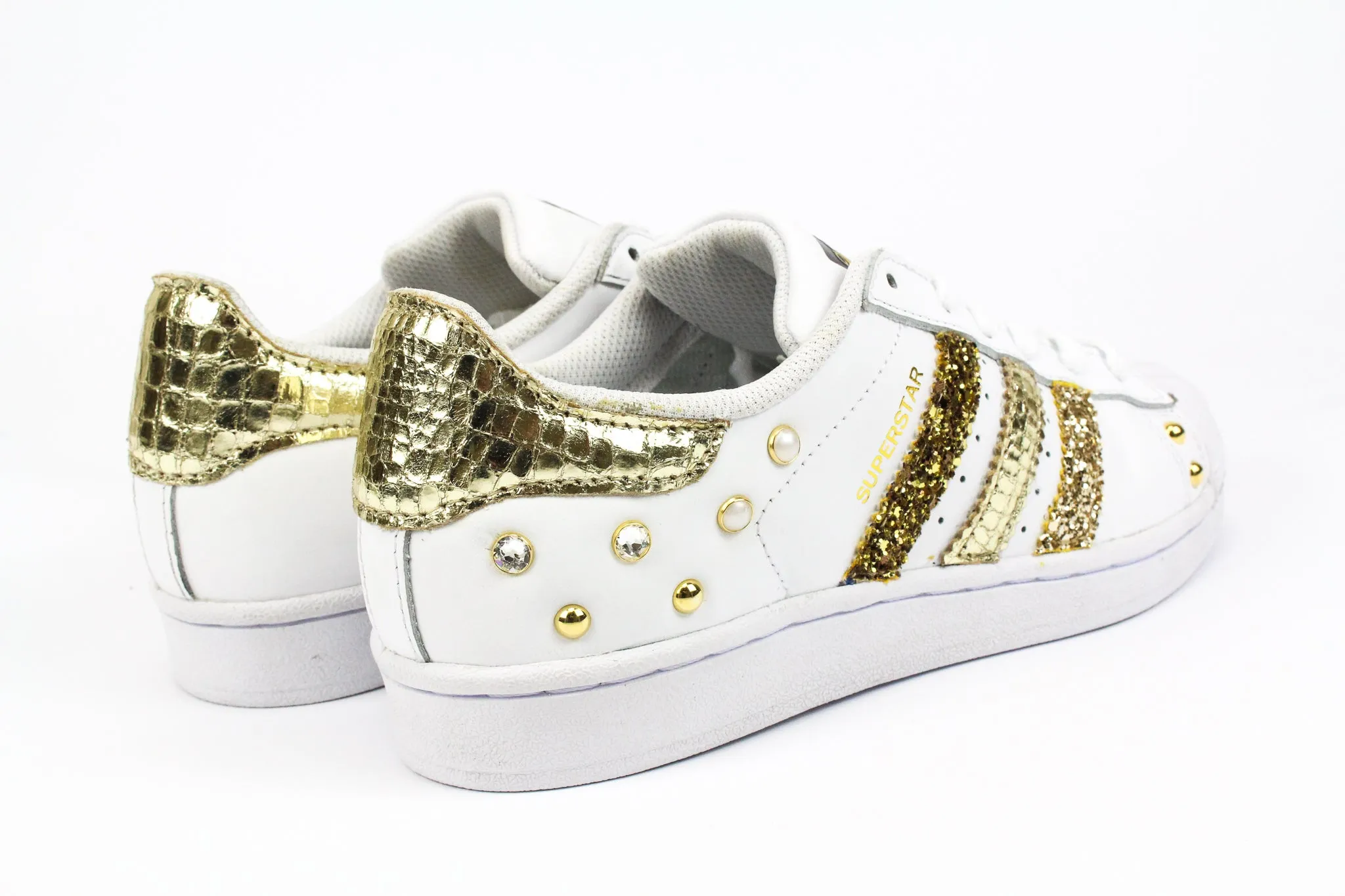 Adidas Superstar Cocco Laminato Gold Glitter & Strass Any Day Smart Footwear