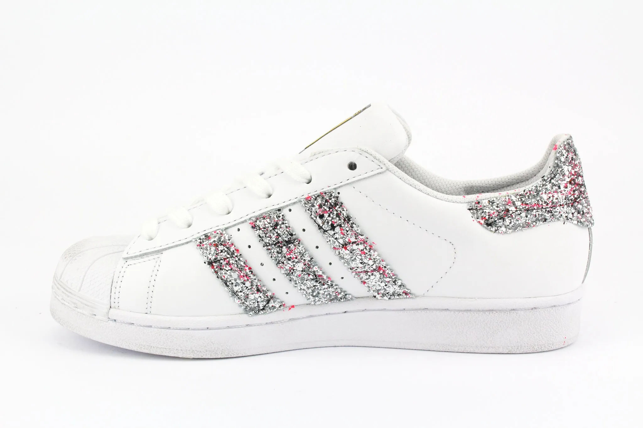 Adidas Superstar Silver Glitter Vernice Mule Style Supportive Cushion