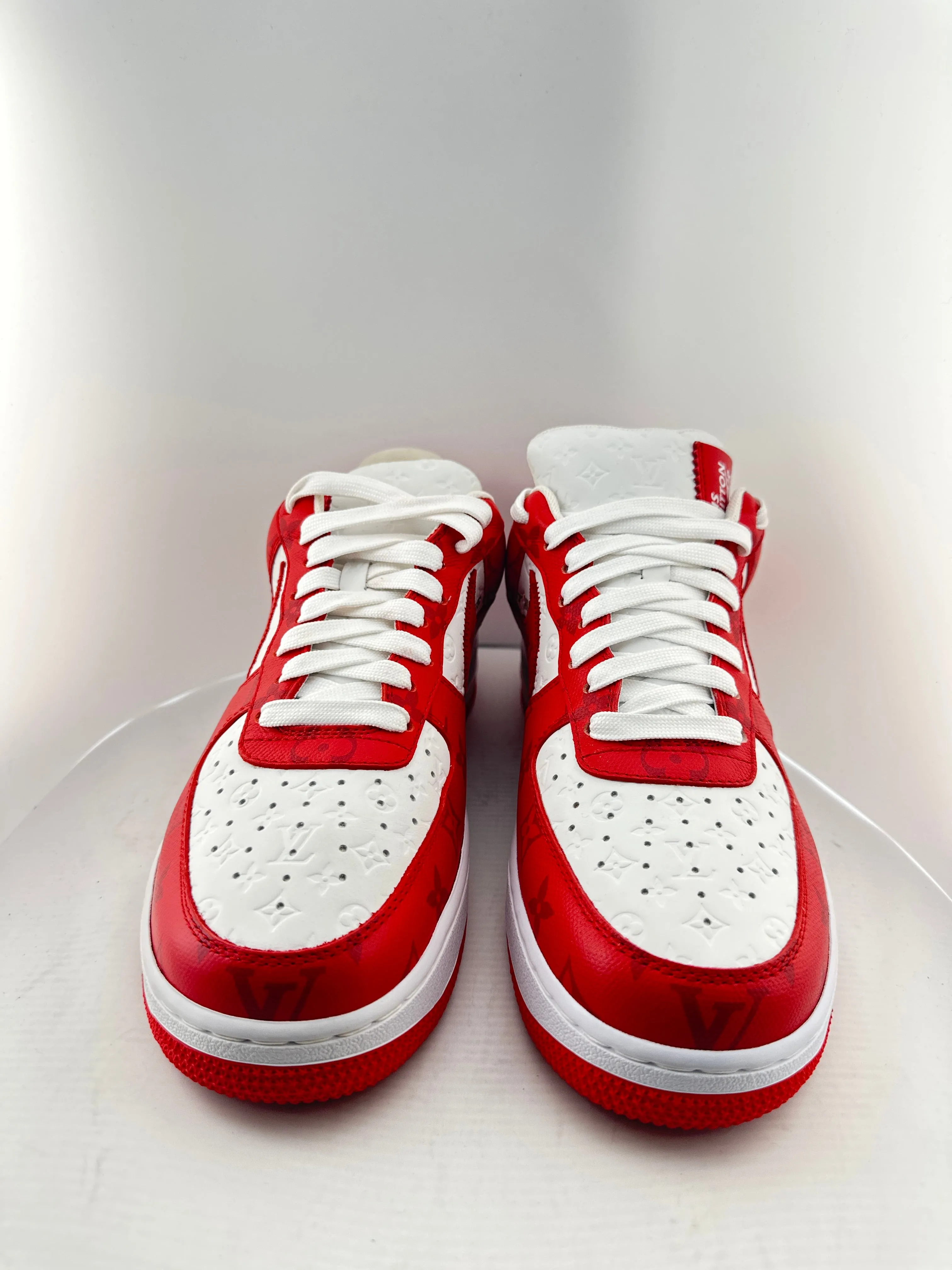 Breathable Linings Easy To Slip On Louis Vuitton Nike Air Force 1 Low By Virgil Abloh White Red