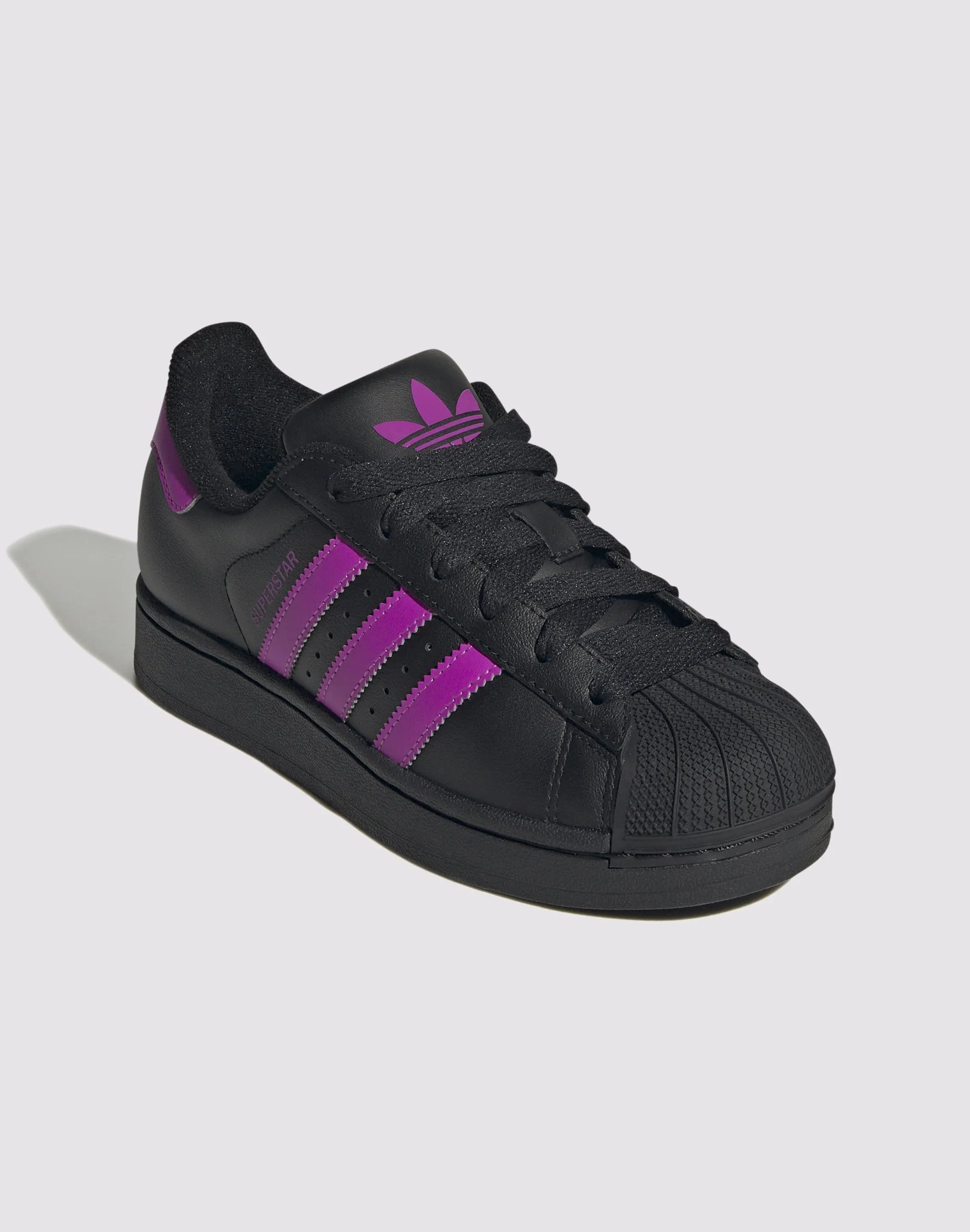 Compact Build Petal Hike Adidas Originals Superstar II "Black/Flash Pink" Grade School Girls'