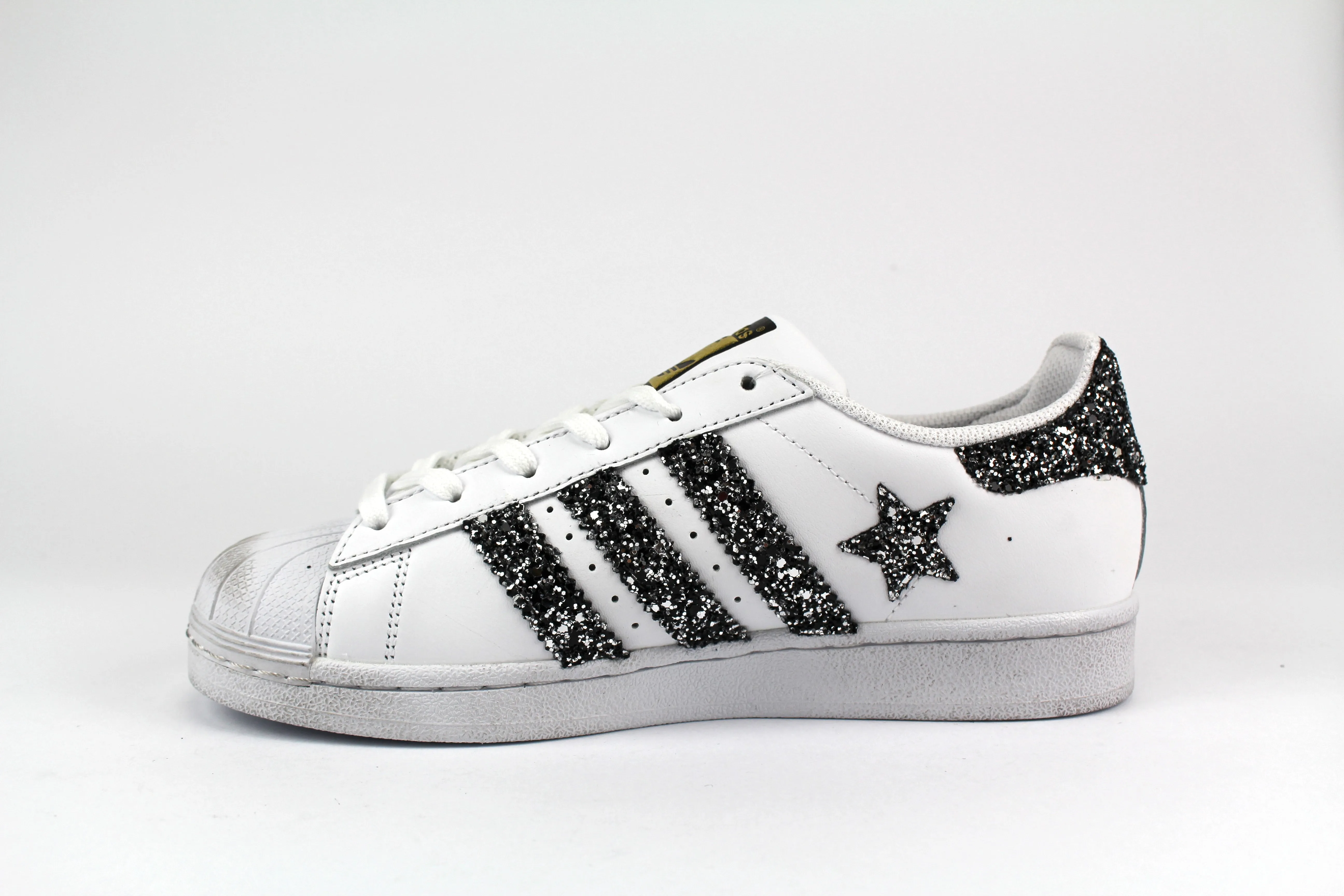 Adidas Superstar Stelle Glitter Black Silver Quick Transition Prairie Run