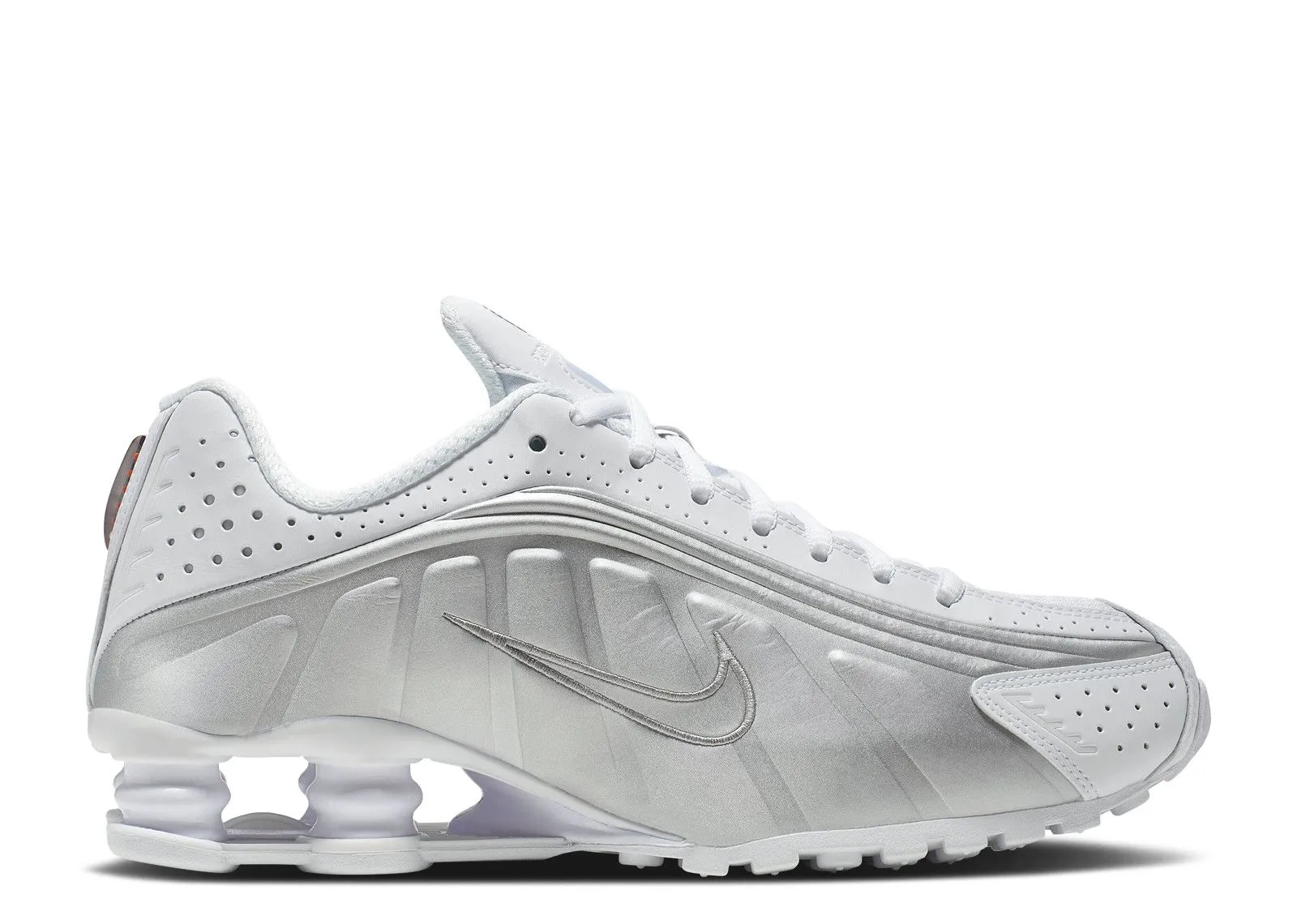 Nike Shox R4 White Metallic Silver trail durability arch - supported shoes