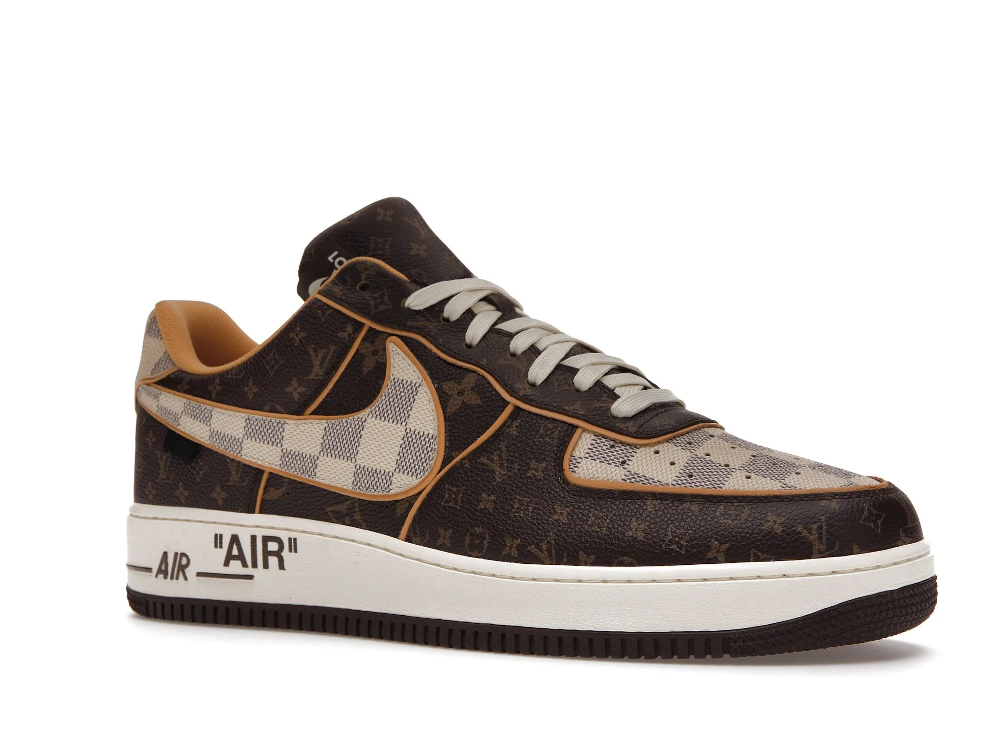 Nike Air Force 1 Low Louis Vuitton Monogram Brown Damier Azur Pull Step Foam Support