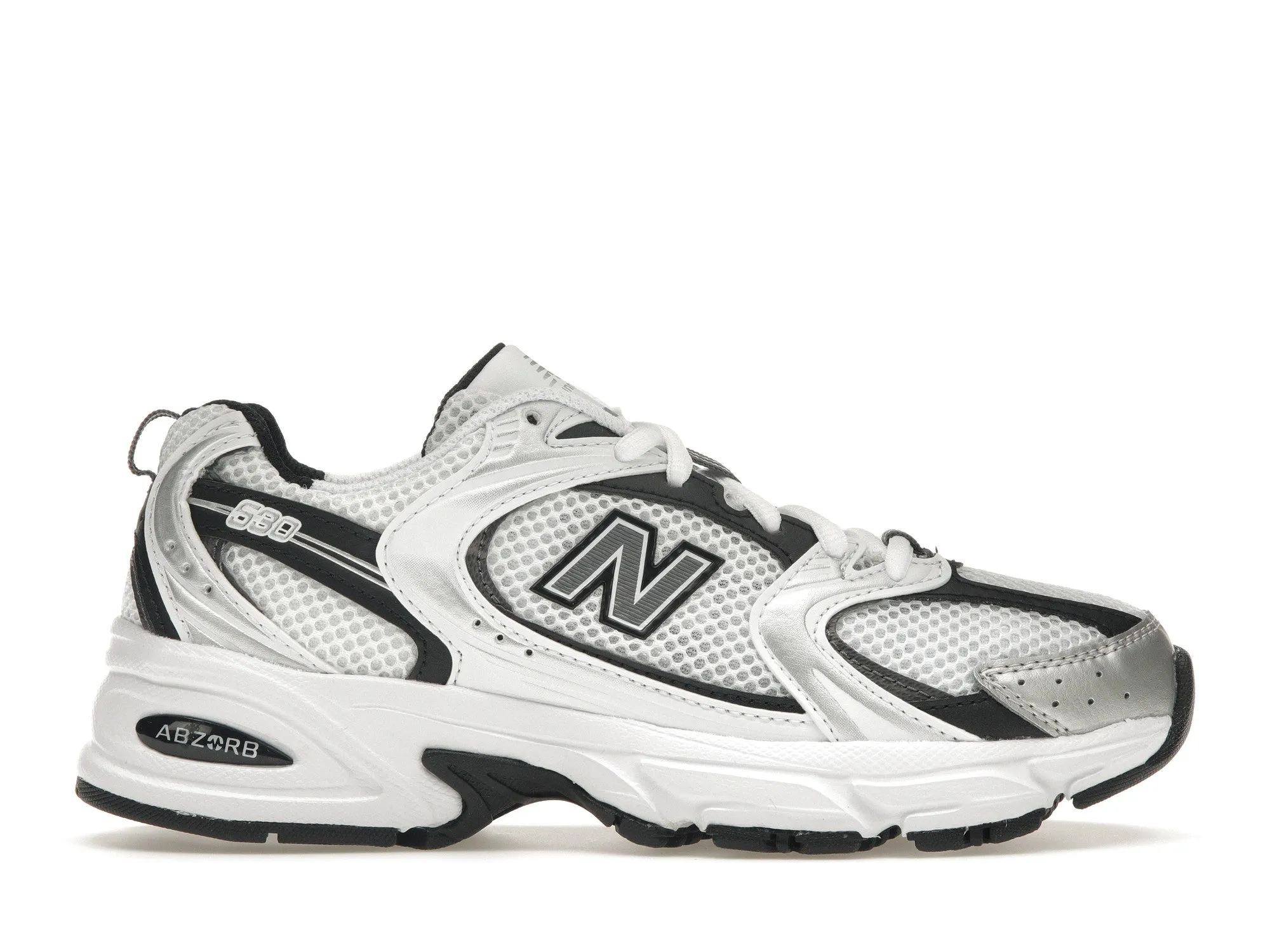 Celebrity Vibe Wide fit New Balance 530 White Silver Metallic Black