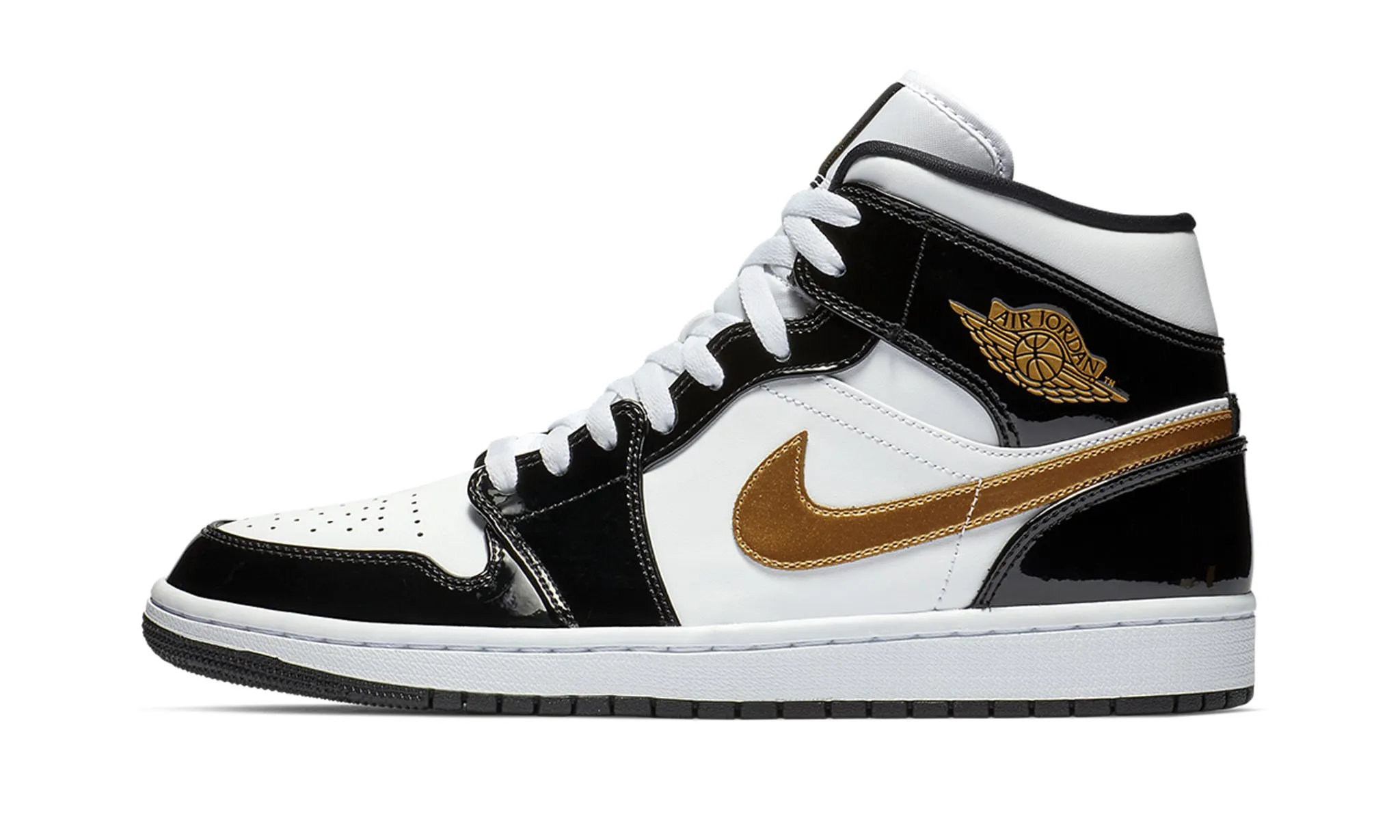 Air Jordan 1 Mid Patent SE Black Gold Functional Look