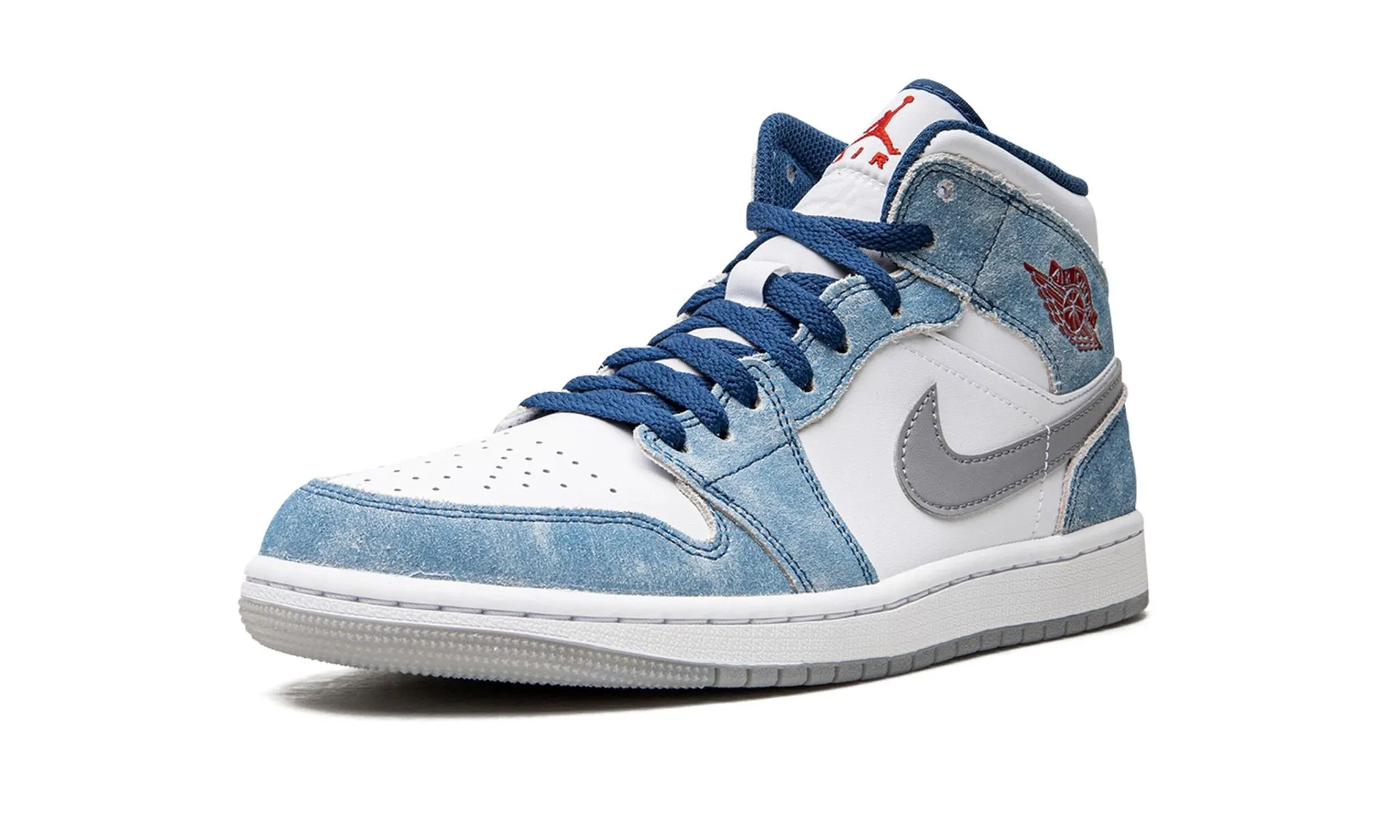 Deep Black Anti Skid Air Jordan 1 Mid French Blue