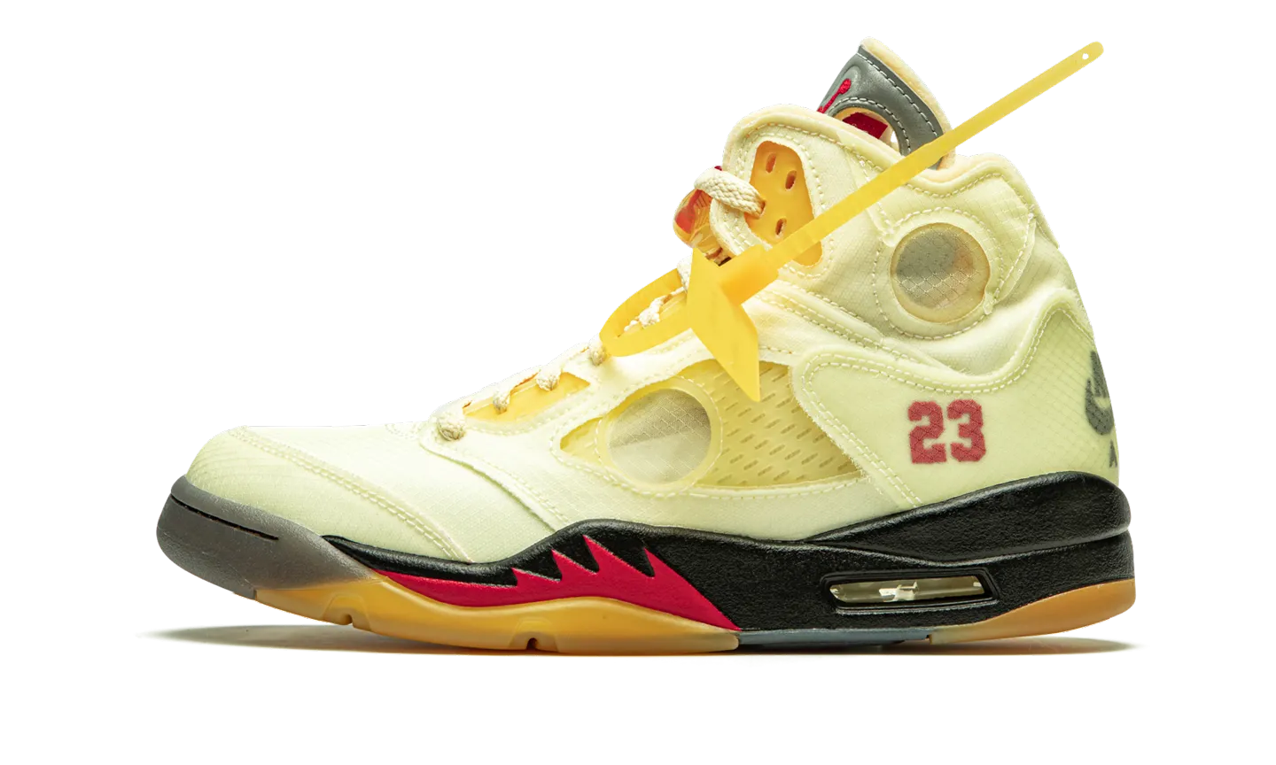 Flat Style Jordan 5 Retro X Off-White "Sail"