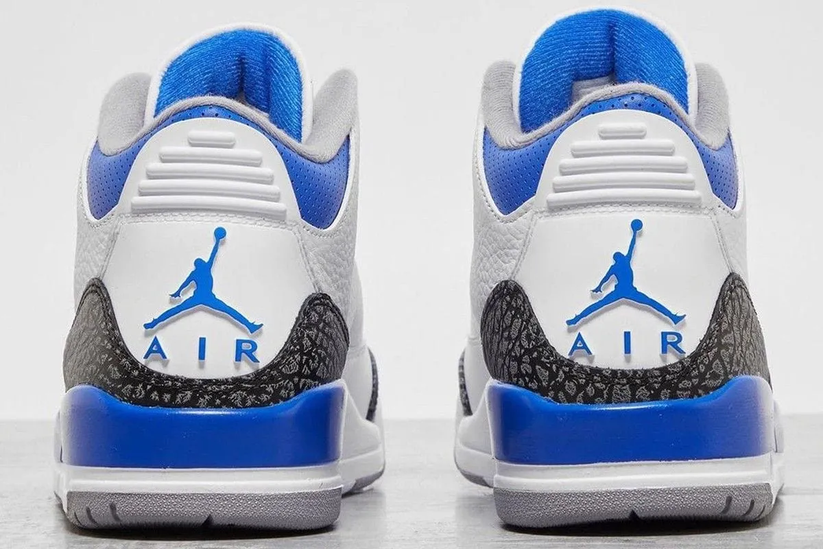 Jordan 3 Retro Racer Blue Zip Design Rain Step