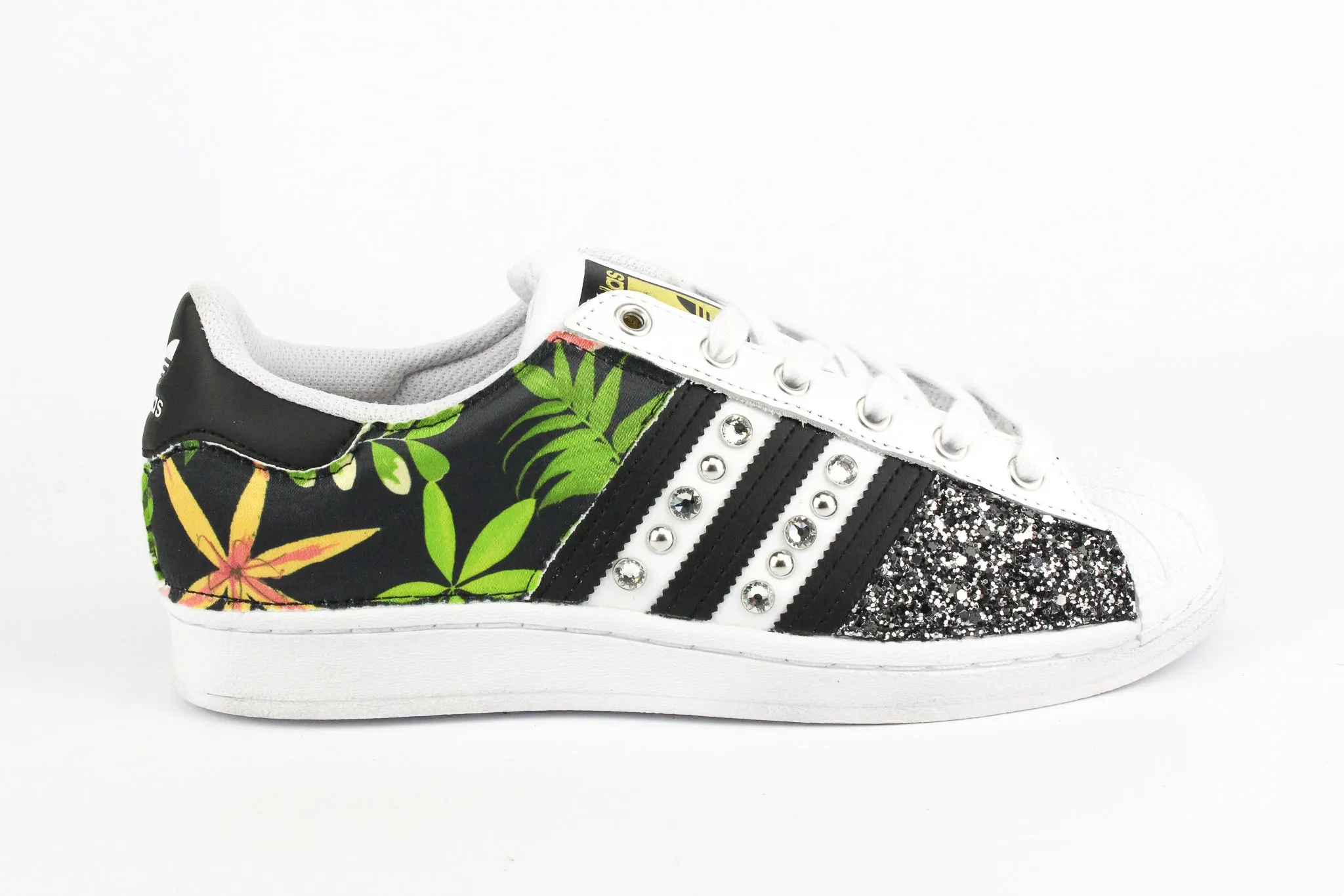 Adidas Superstar Fiori Black Silver Glitter & Strass Stable
