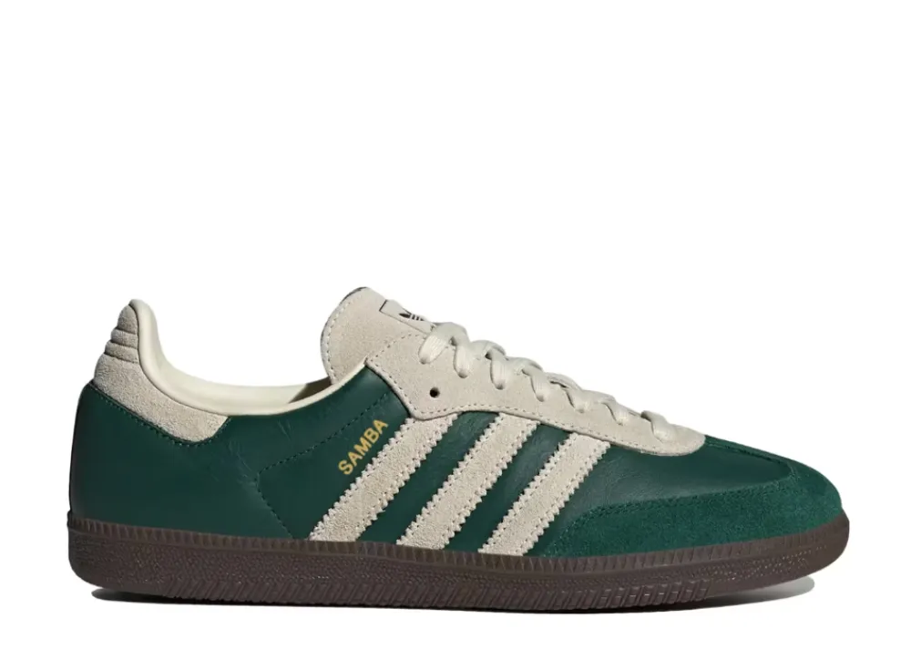 Non Slip Comfortable Outsole Adidas Samba OG Collegiate Green Cream White