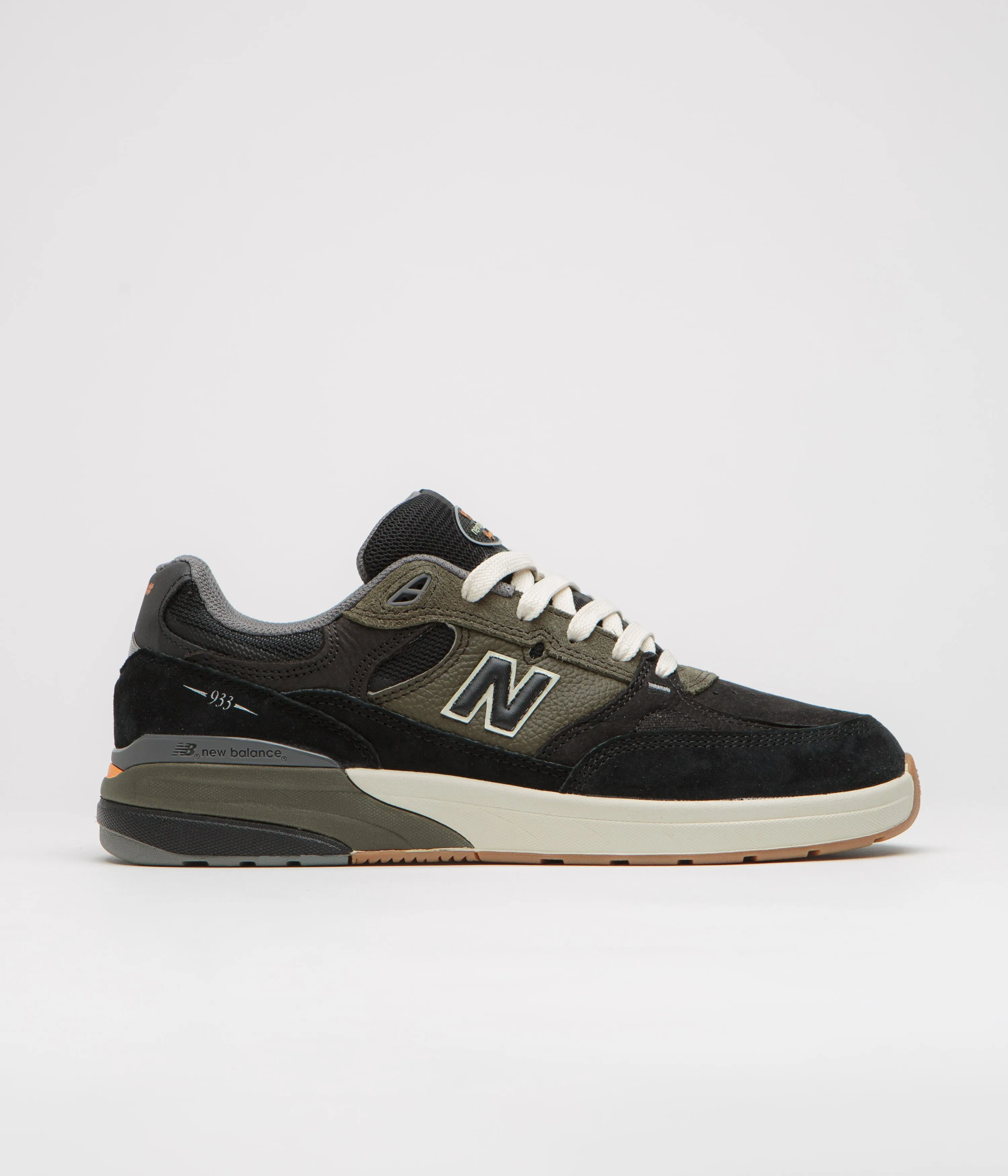 Silk Feel Heel Support New Balance Numeric 933 Andrew Reynolds Shoes - Black / Olive