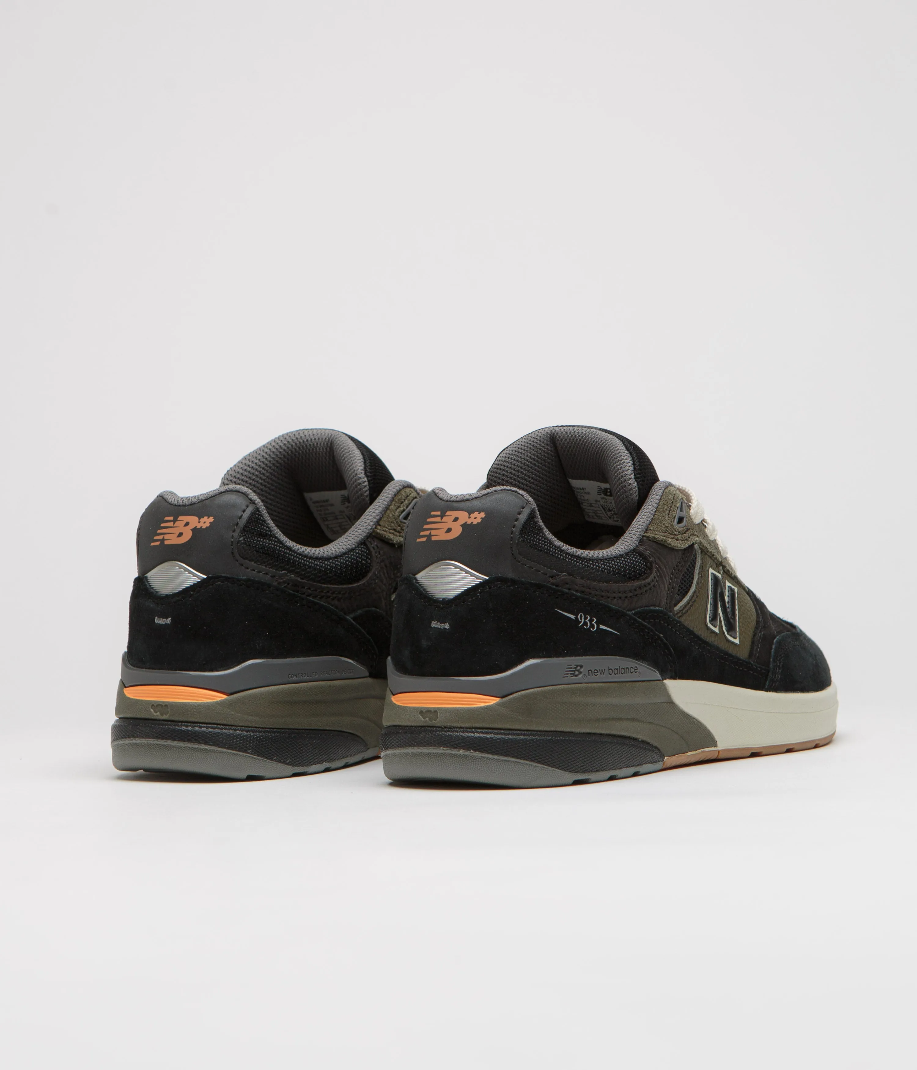 Heel Support New Balance Numeric 933 Andrew Reynolds Shoes - Black / Olive Early Jog