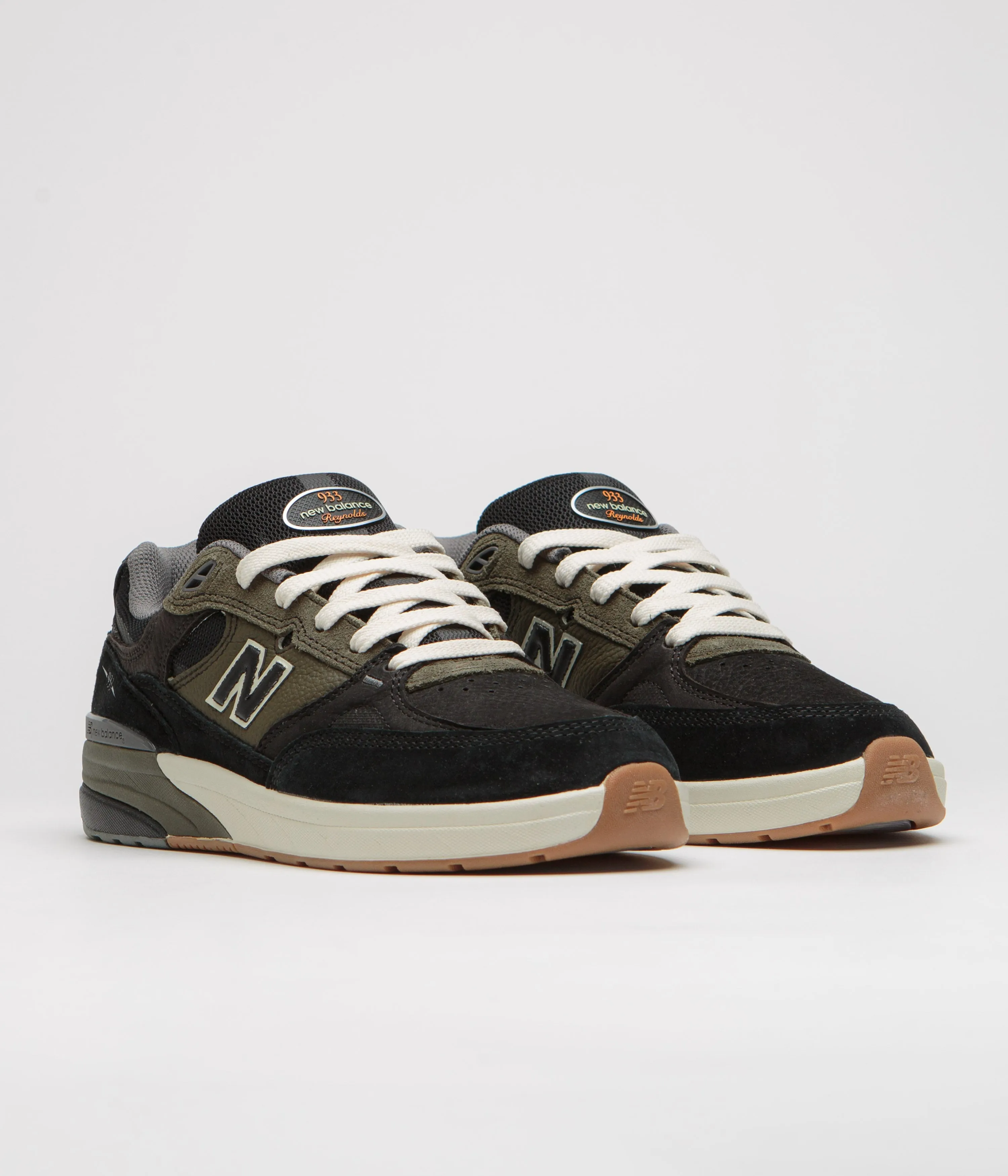 Heel Support New Balance Numeric 933 Andrew Reynolds Shoes - Black / Olive Winter Chill