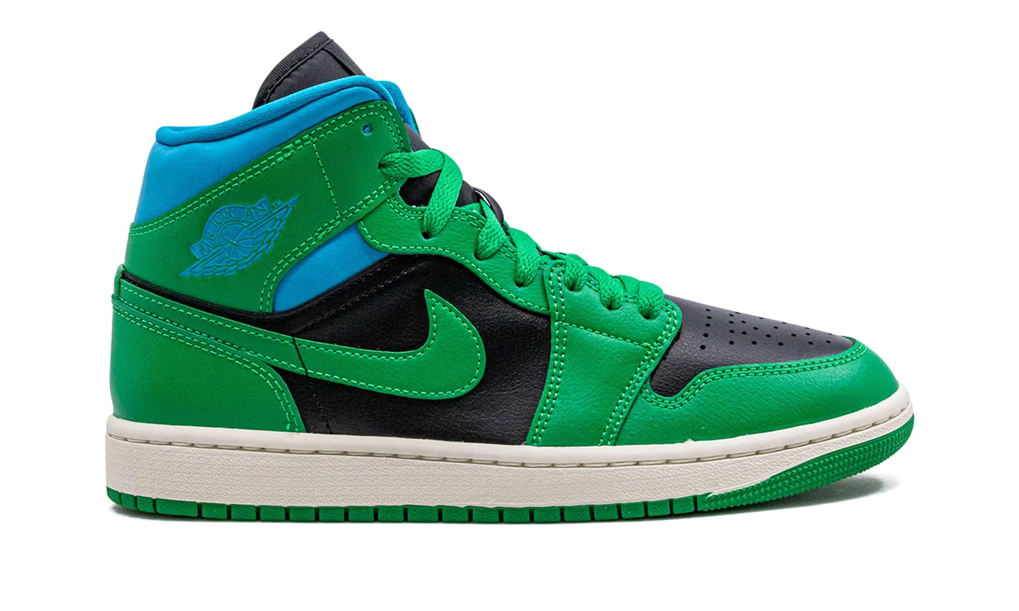 Wmns Air Jordan 1 Mid 'Lucky Green Aquatone' Break Run Practical Fit