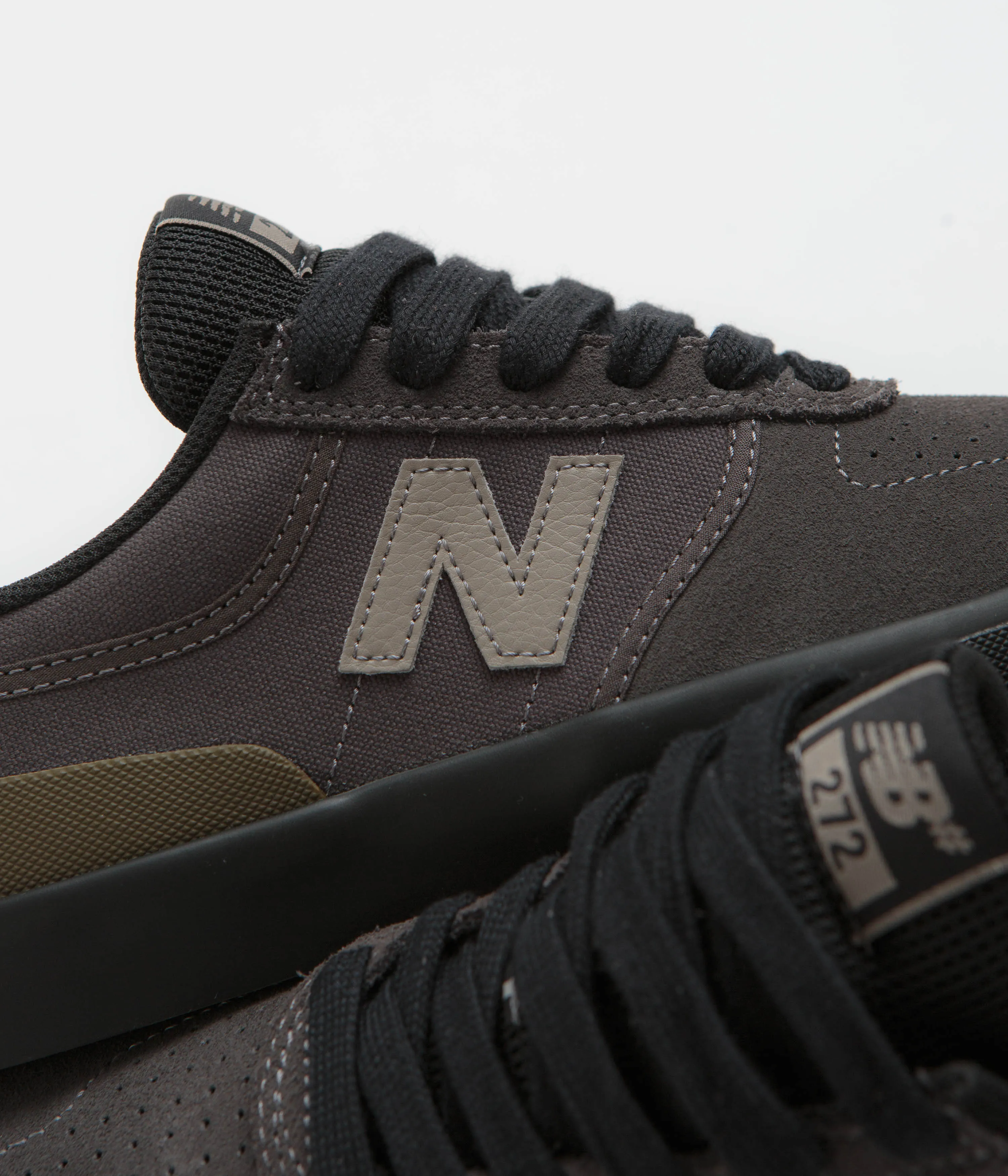 Leather-Upper New Balance Numeric 272 Shoes - Black Cement Campus Cool