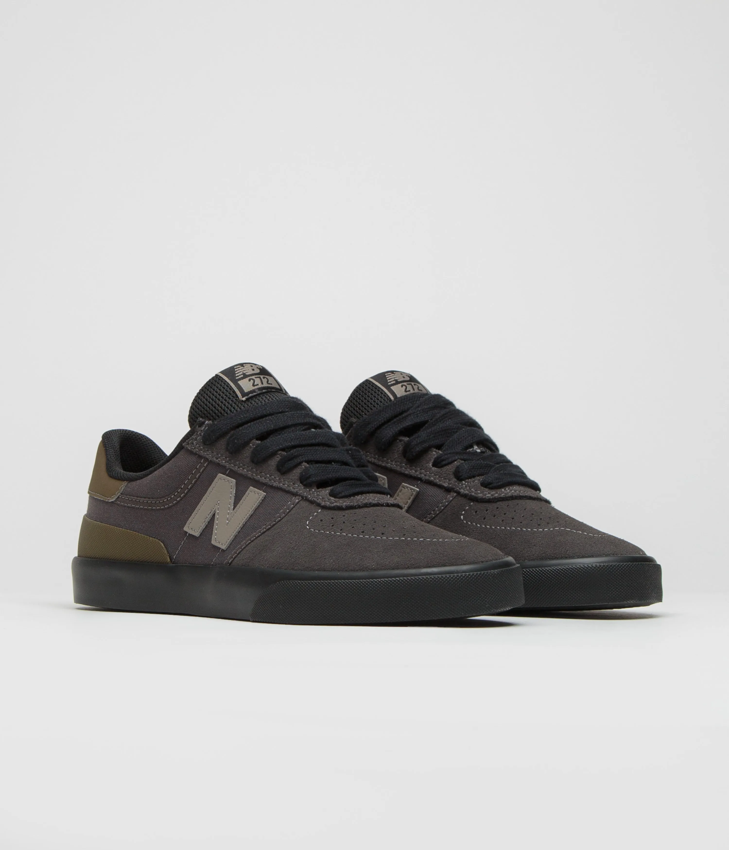 Leather-Upper New Balance Numeric 272 Shoes - Black Cement Firm Lock Hero Mode