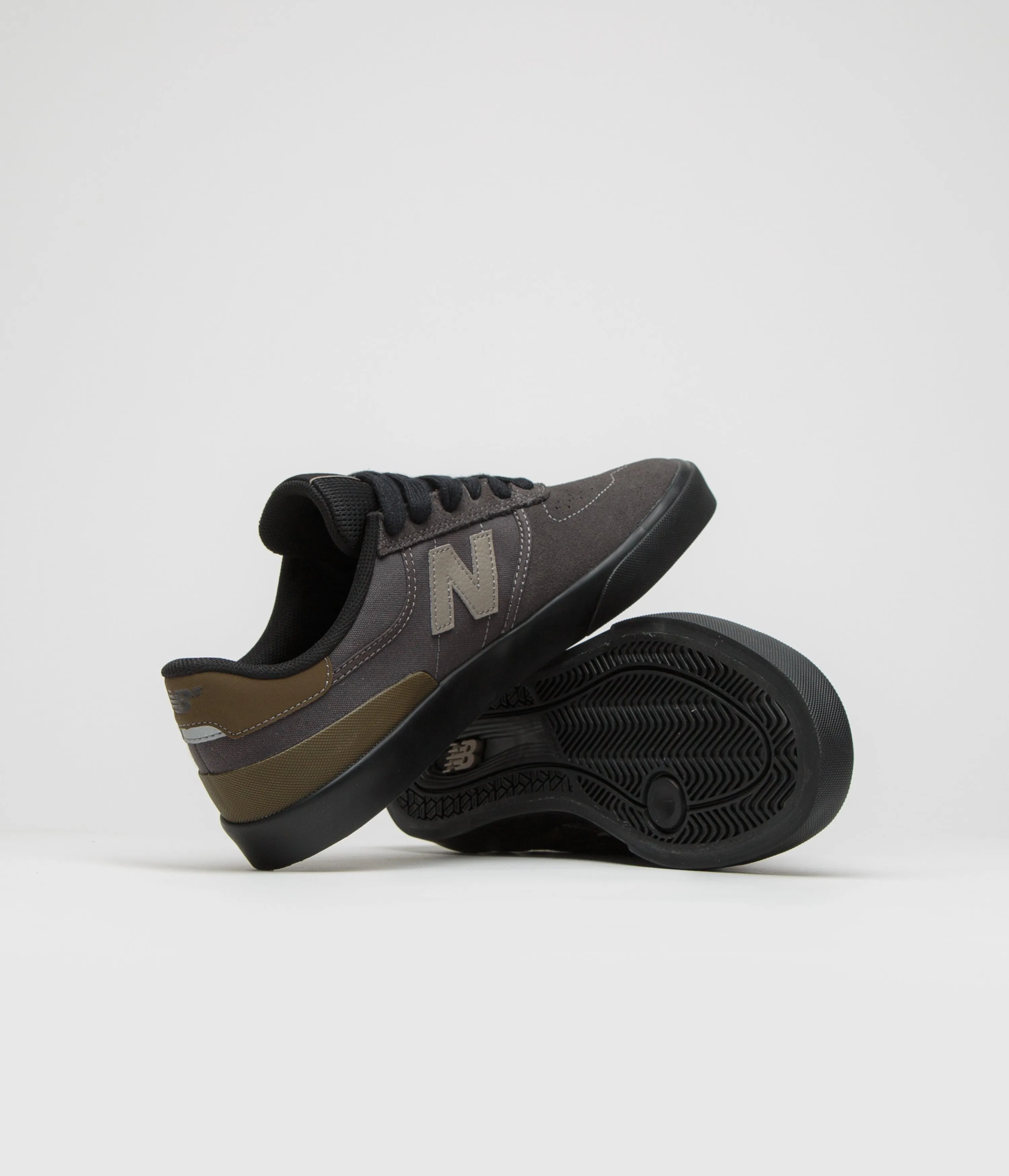 Leather-Upper New Balance Numeric 272 Shoes - Black Cement Slip On Carry Easy