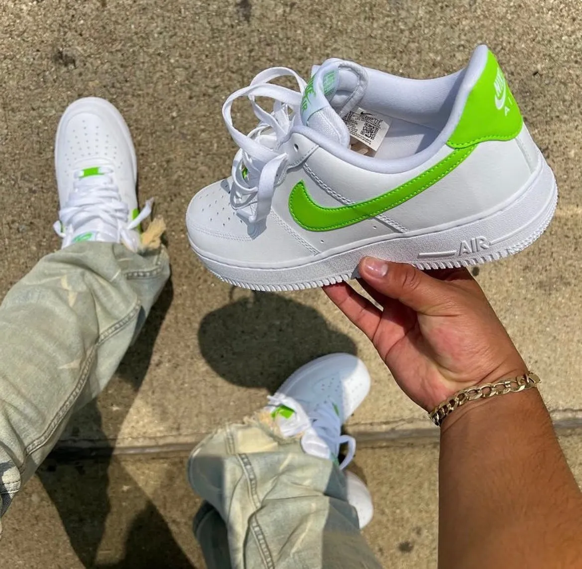 NIKE AIR FORCE 1 WHITE LIME GREEN Dawn Pace Hook And Loop