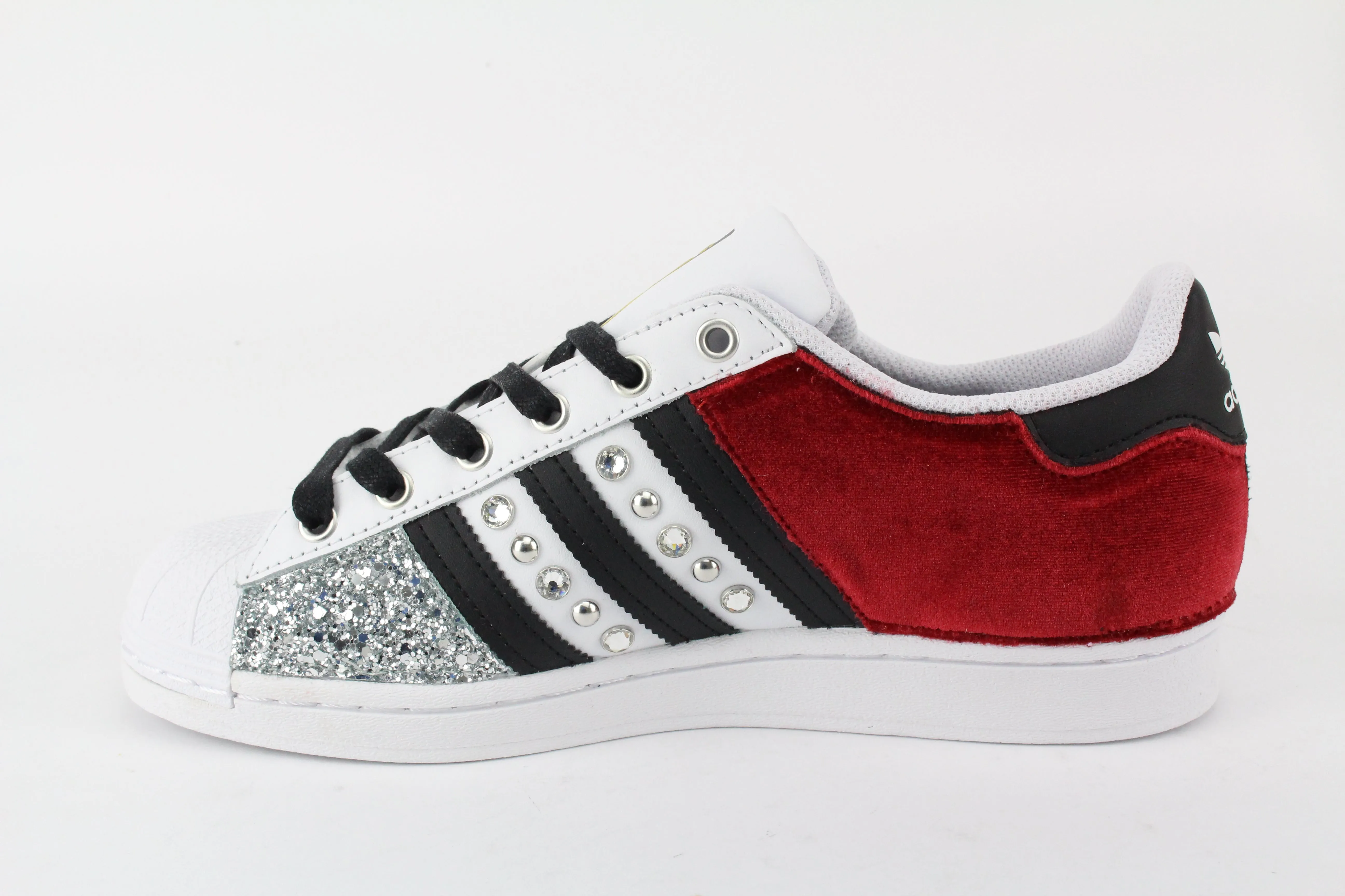 Go Anywhere Adidas Superstar Velluto Rosso & Argento