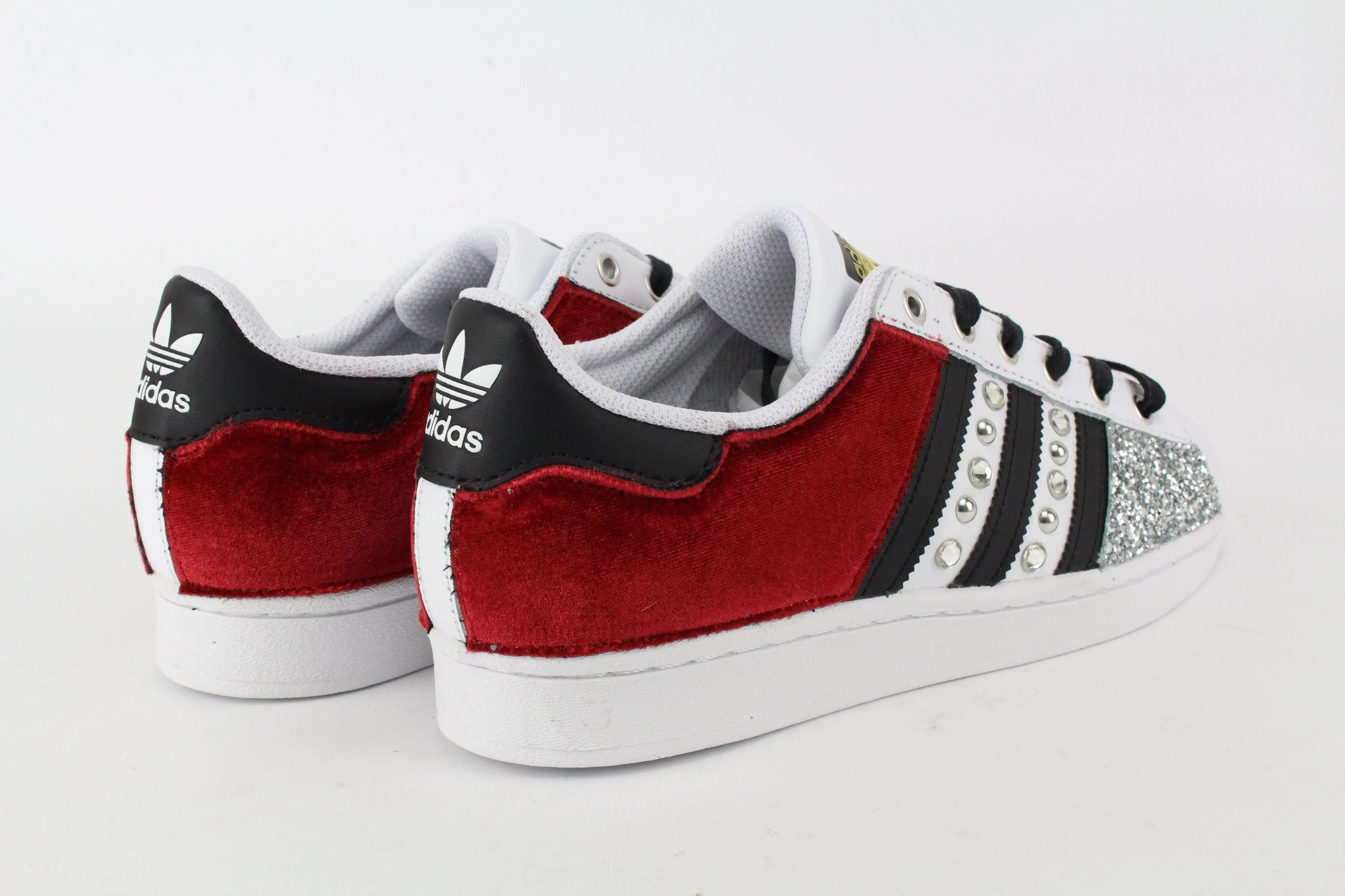 Feet Wellness Textured Surface Adidas Superstar Velluto Rosso & Argento