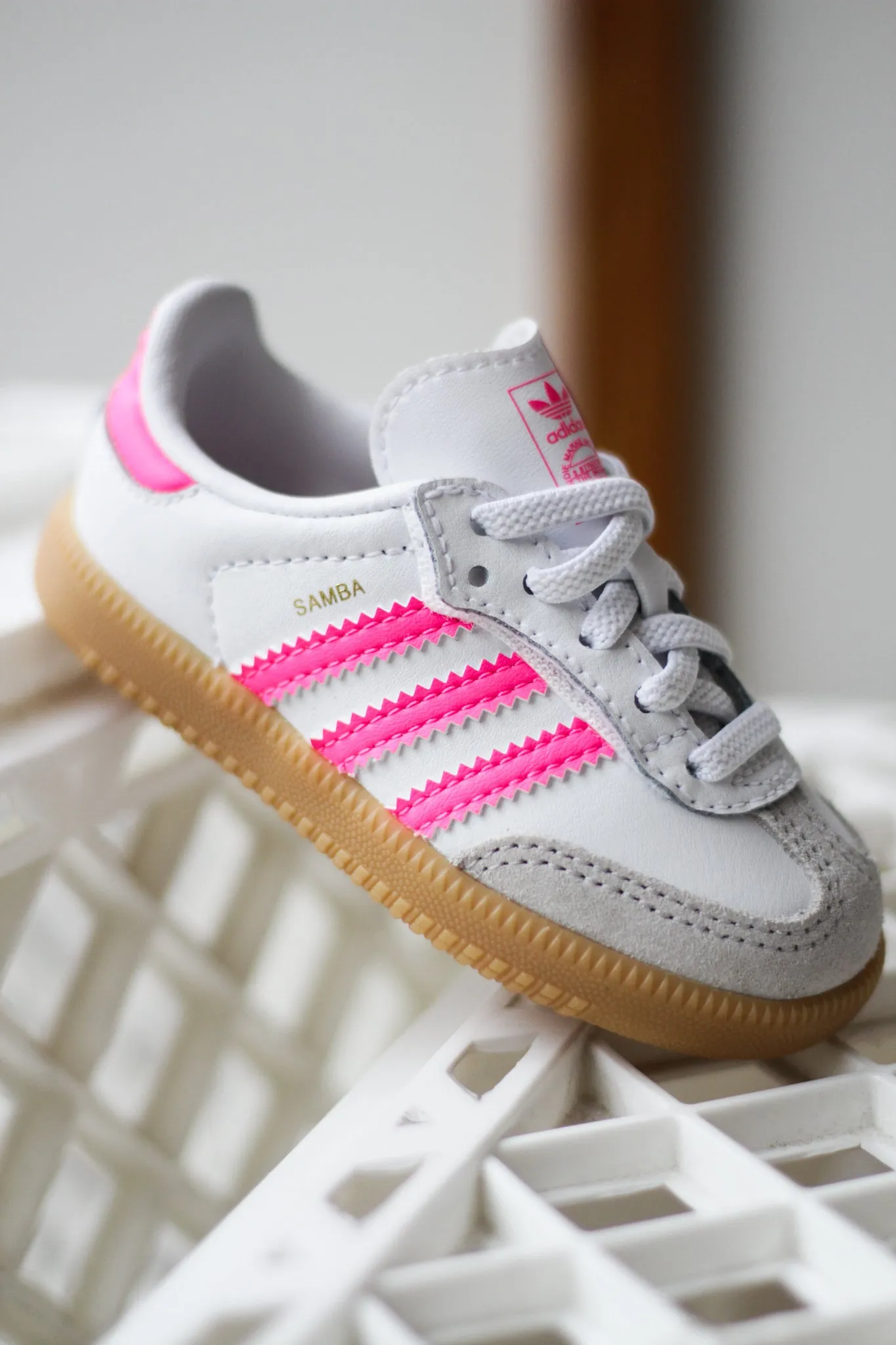 ADIDAS SAMBA OG (TD) "CLOUD WHITE/LUCID PINK/GUM" tight-fit Stable