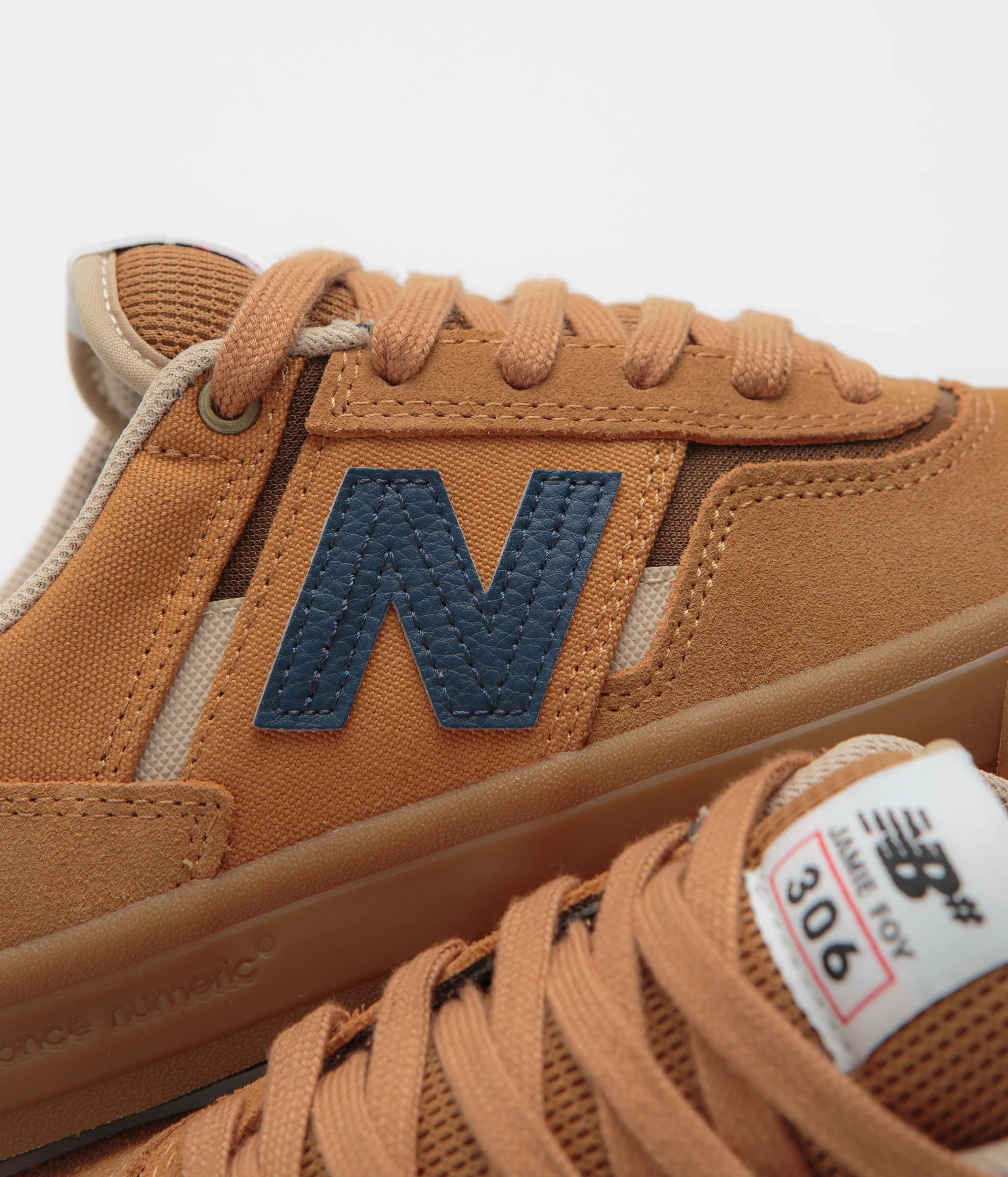 Velvet-Finish New Balance Numeric 306 Jamie Foy Shoes - Baked Clay Party Mood Flexible Fit