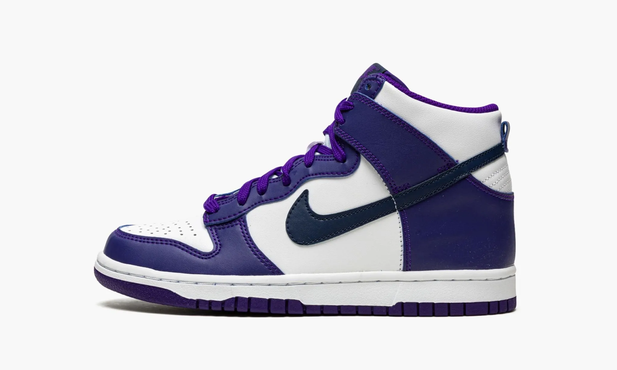 Long Travel Nike Dunk High "Electro Purple Midnght Navy" Grade School
