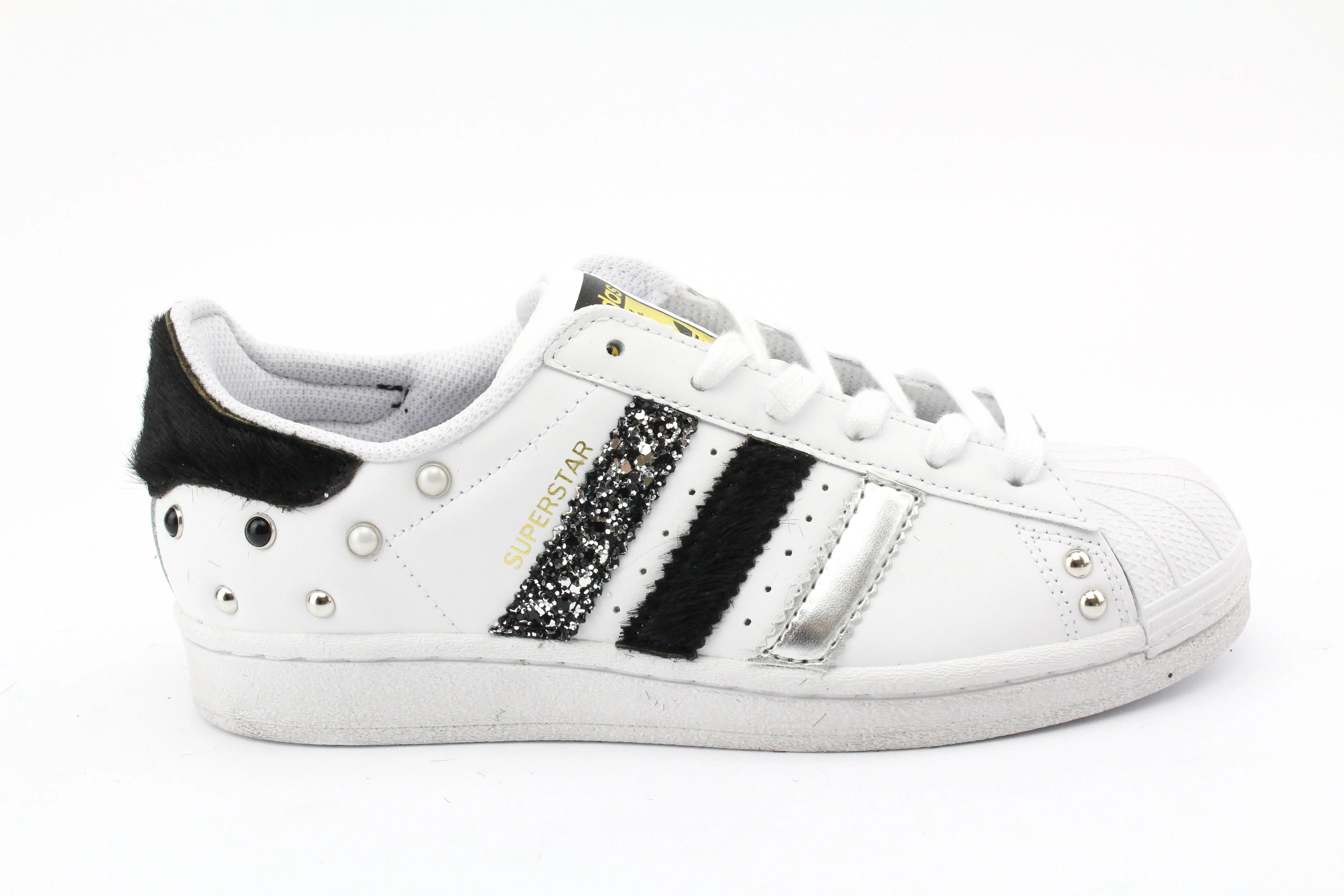 Zip Design London Edge Adidas Superstar Cavallino Nero Glitter & Strass