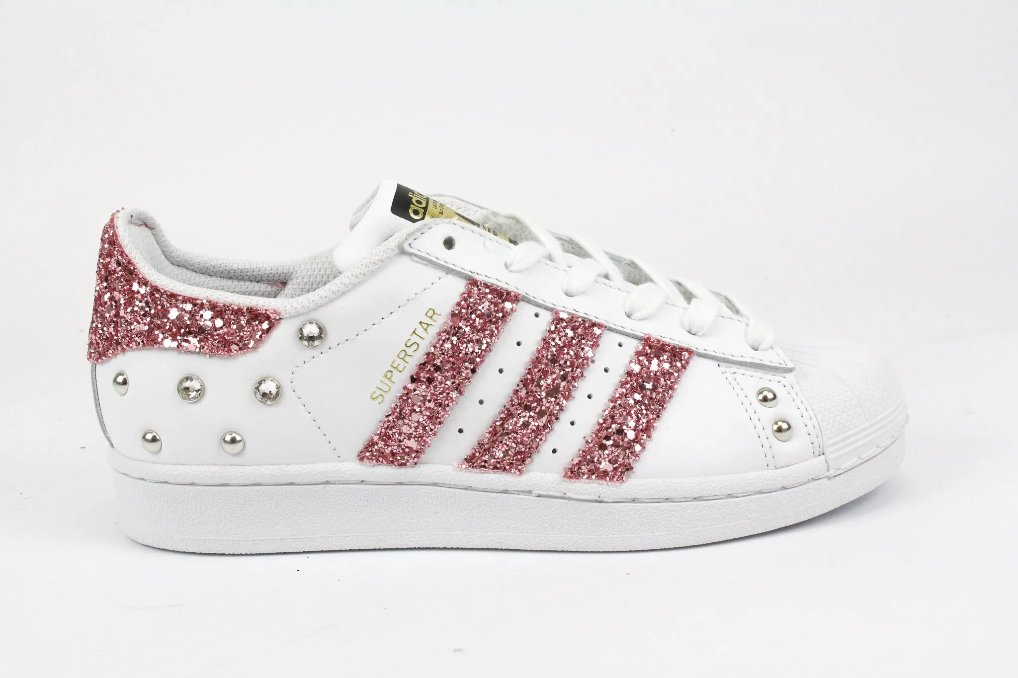 Slip On Mules Club Jog Adidas Superstar Pink Glitter & Strass