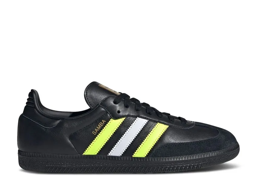 Adidas Samba OG Core Black Solar Yellow Walking Sole Flexible Construction