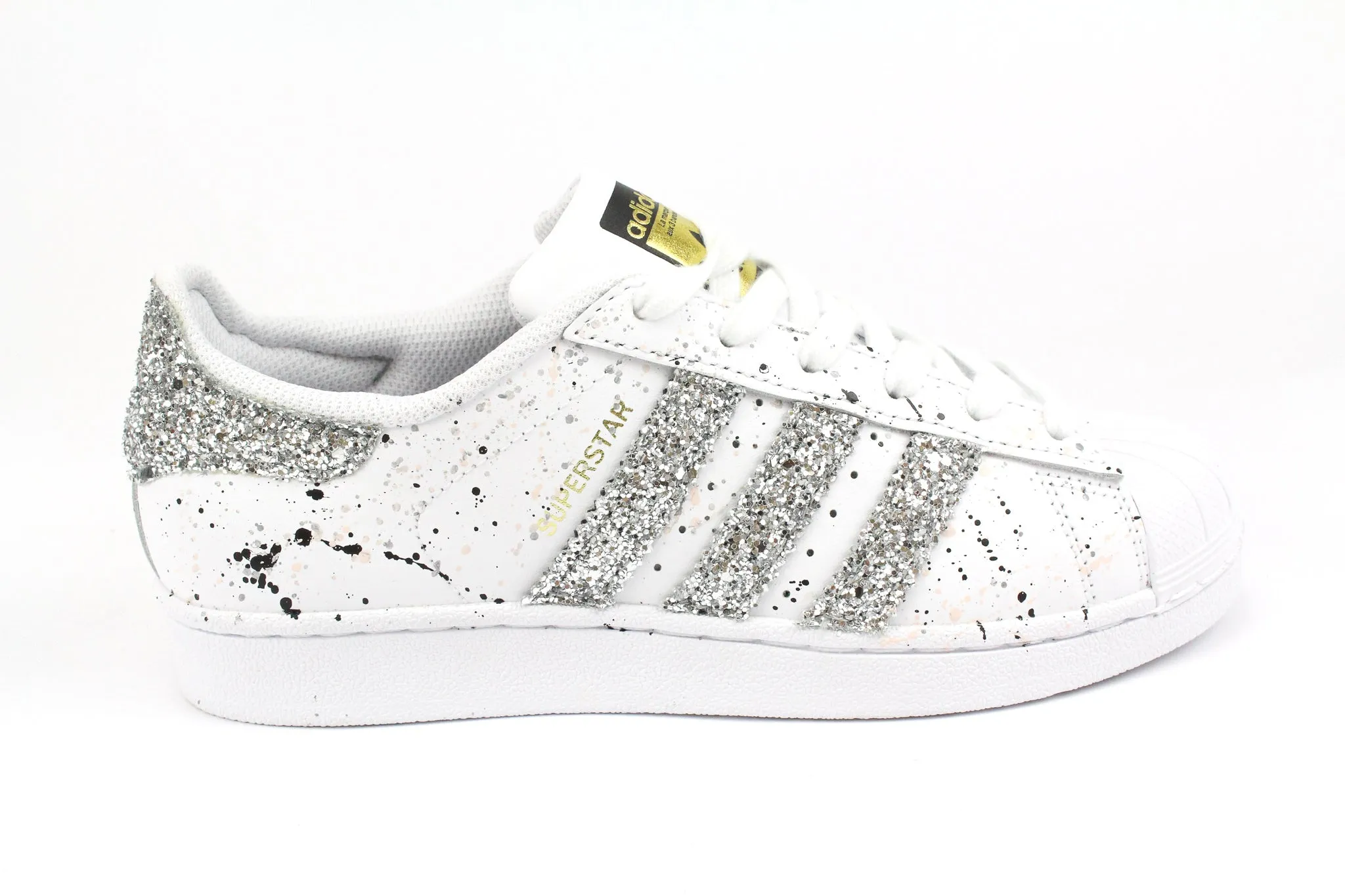 Canvas Construction Relaxed Style Adidas Superstar Silver Glitter & Vernice