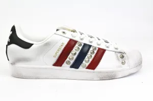 Flat Design Comfort Upper Material Adidas Superstar Blue/Red & Borchie