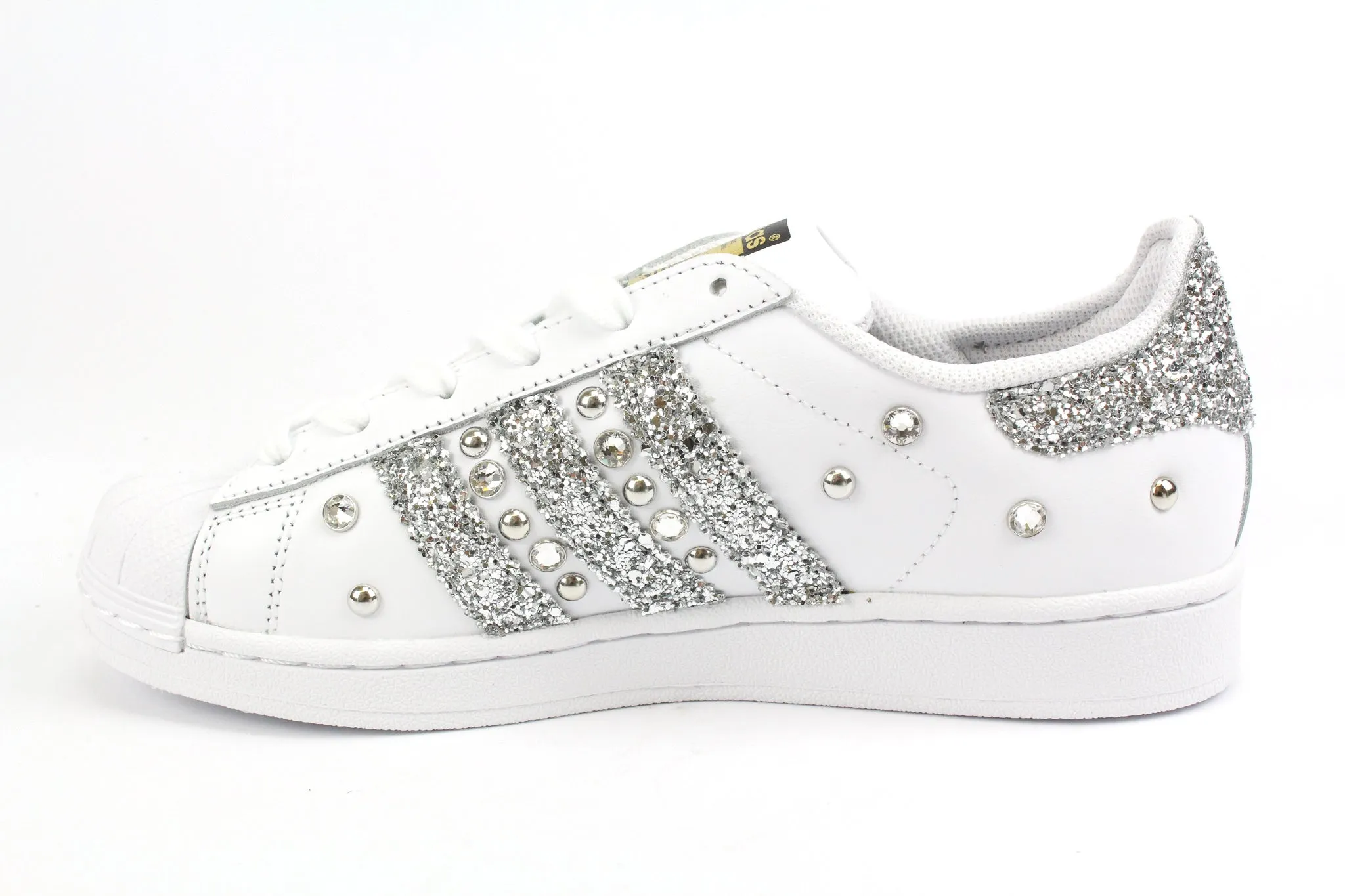 Adidas Superstar Silver Glitter Strass & Borchie Comfy Choice