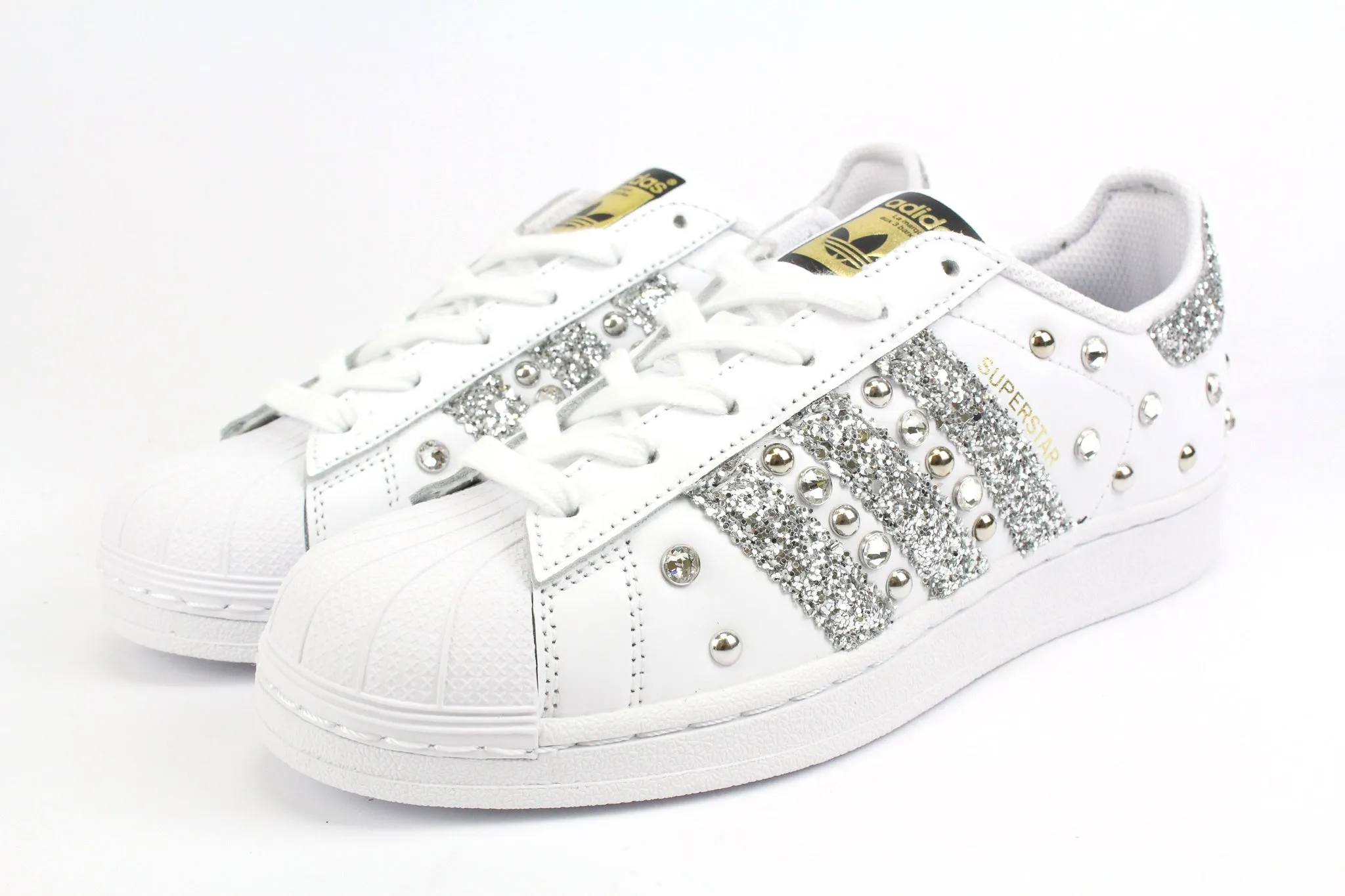 Heavy Use All ages Adidas Superstar Silver Glitter Strass & Borchie