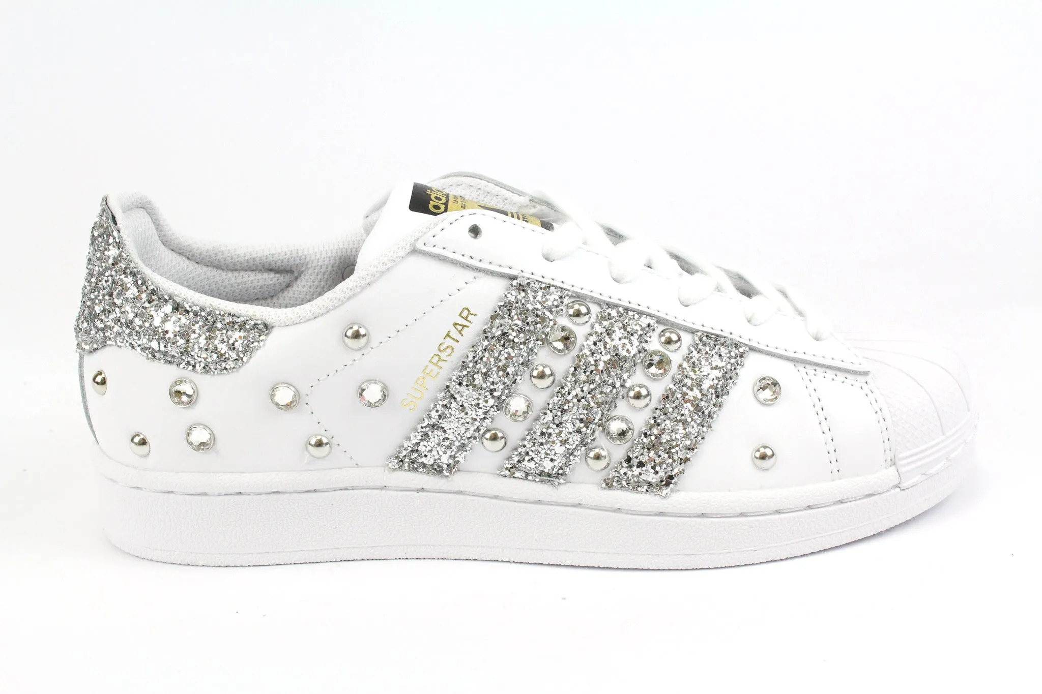 Trail Climb Adidas Superstar Silver Glitter Strass & Borchie