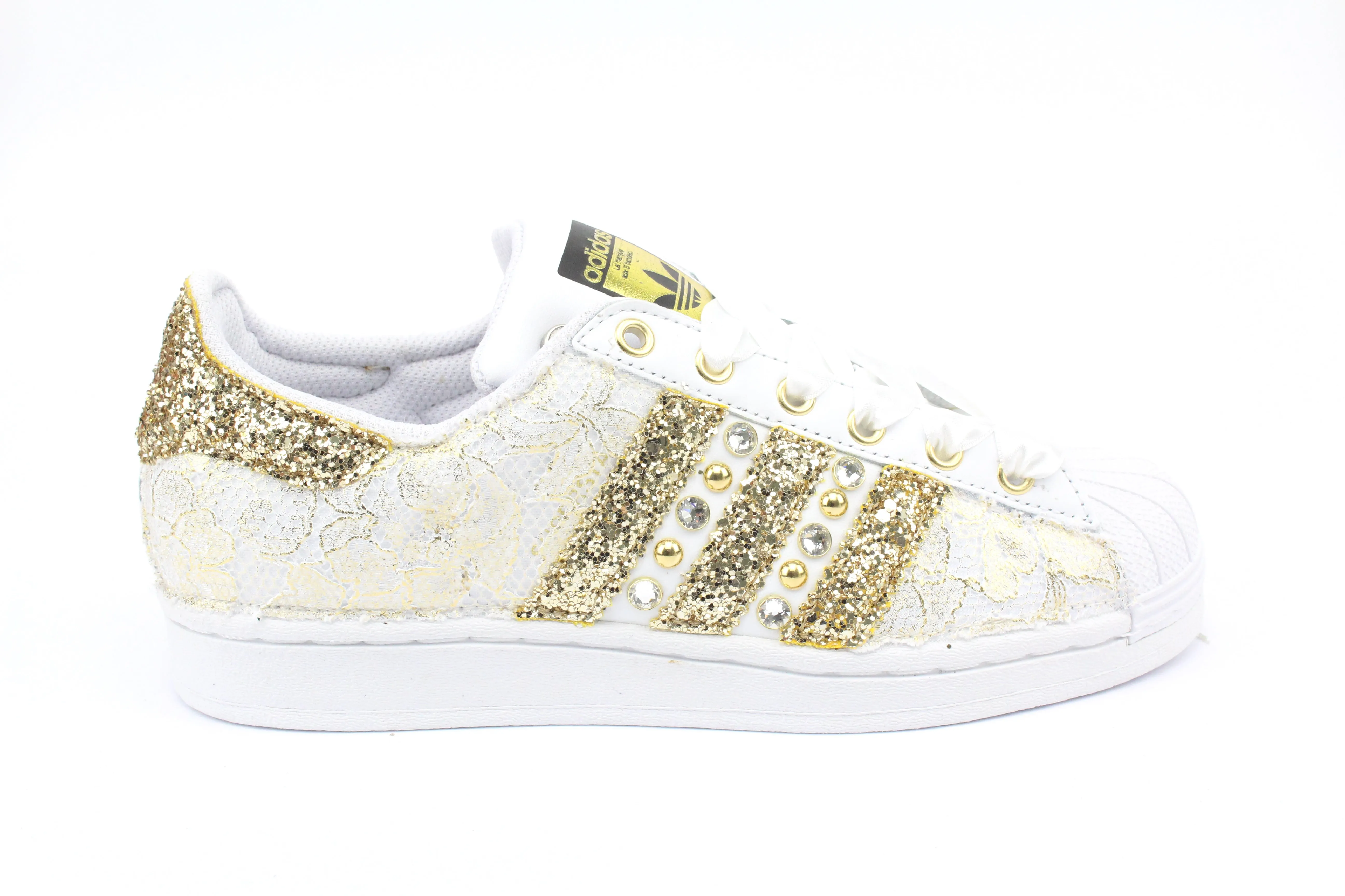 Relaxed Motion Anti Skid Adidas Superstar Pizzo Gold Glitter & Strass