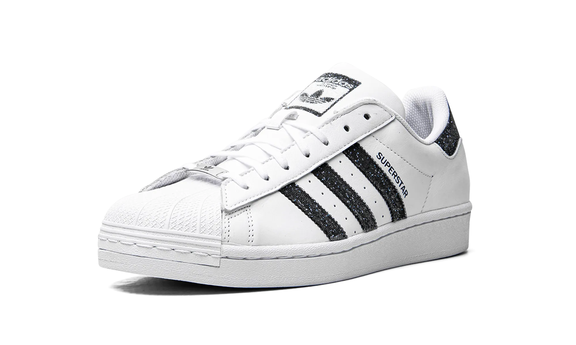 Flat footbed Superstar i "Swarovski White Black"