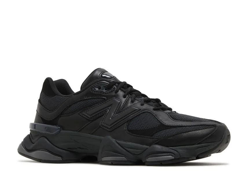 New Balance 9060 Triple Black Leather Gel cushion