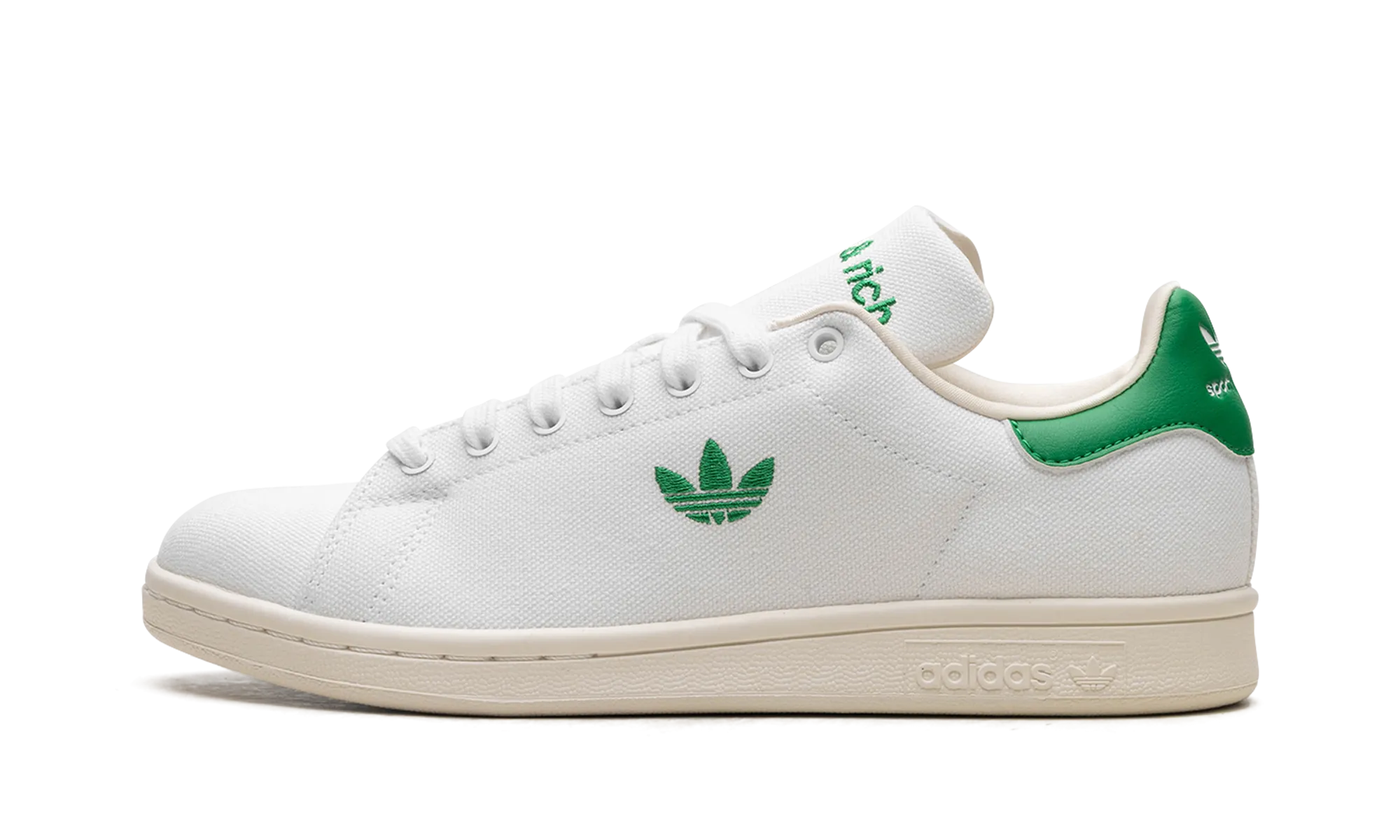 Stan Smith "SPORTY & RICH - White / Green" Clean Finish Round Toe