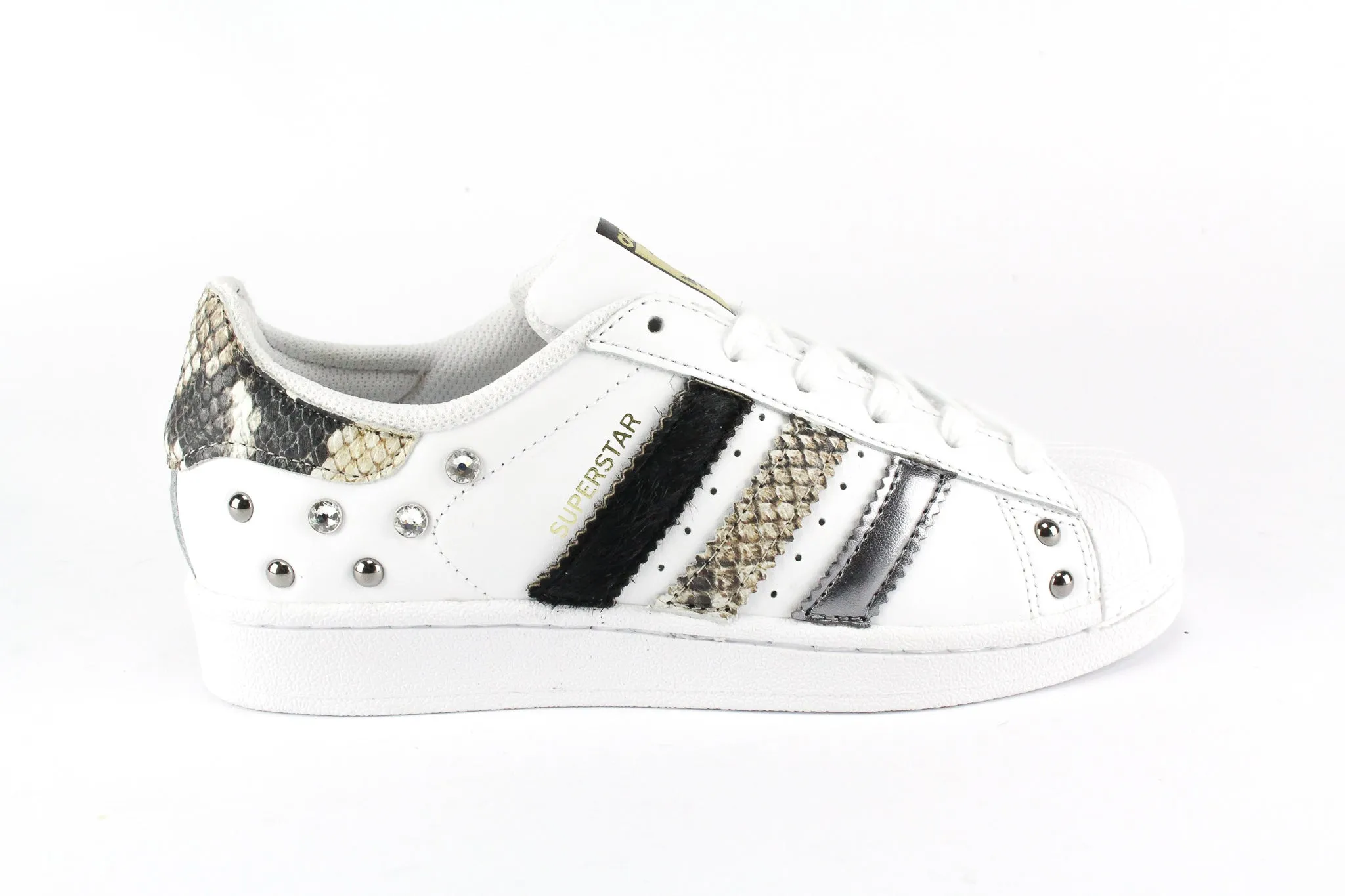 Adidas Superstar Pitone Cavallino Nero & Borchie Low Arch Clean Line