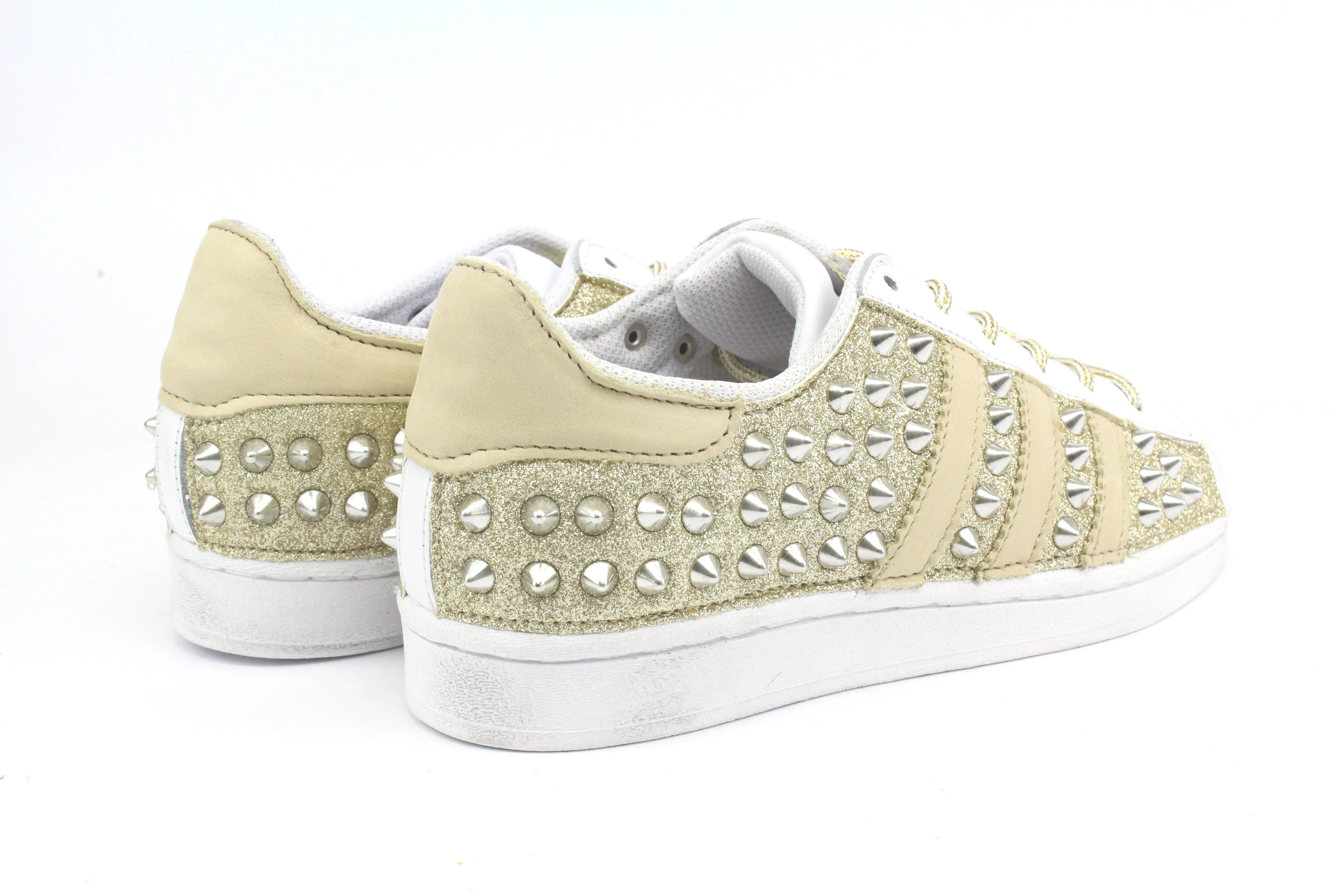 Adidas Superstar Glitter Crema & borchie Parkour Run