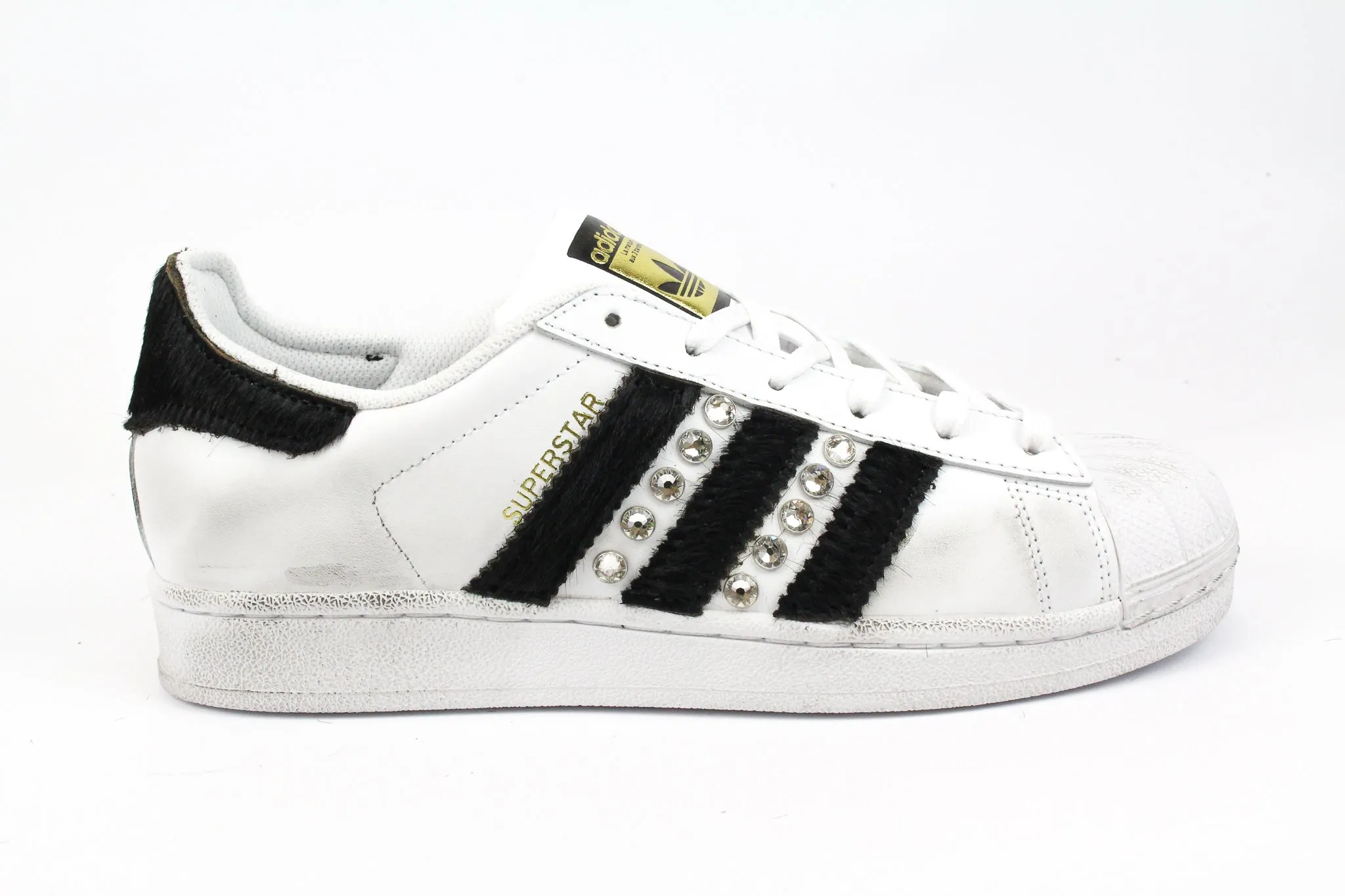 Open Fit mom style Adidas Superstar Cavallino Nero & Strass