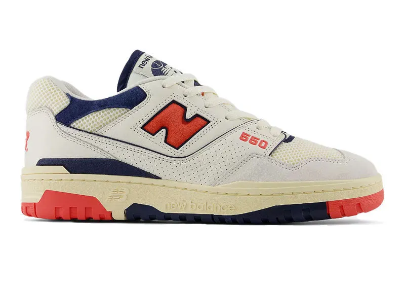Red Glow Comfort Stand New Balance 550 Sea Salt Pack Blast Red