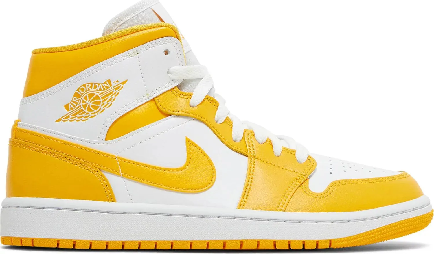 Nike Jordan 1 Mid White University Gold (W) (BQ6472-117) Women's Size 6-12 Quilt Warm Pull Tab