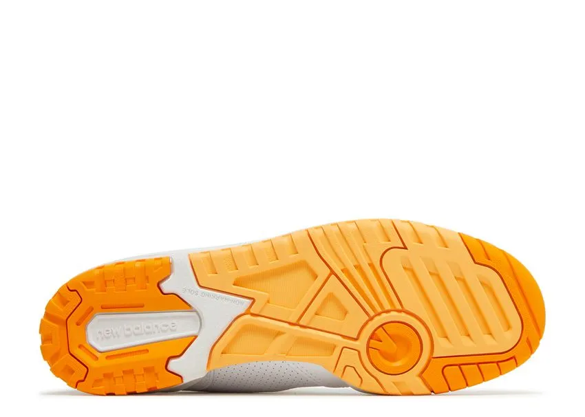 New Balance 550 White Vibrant Orange Joy Step Neat Look