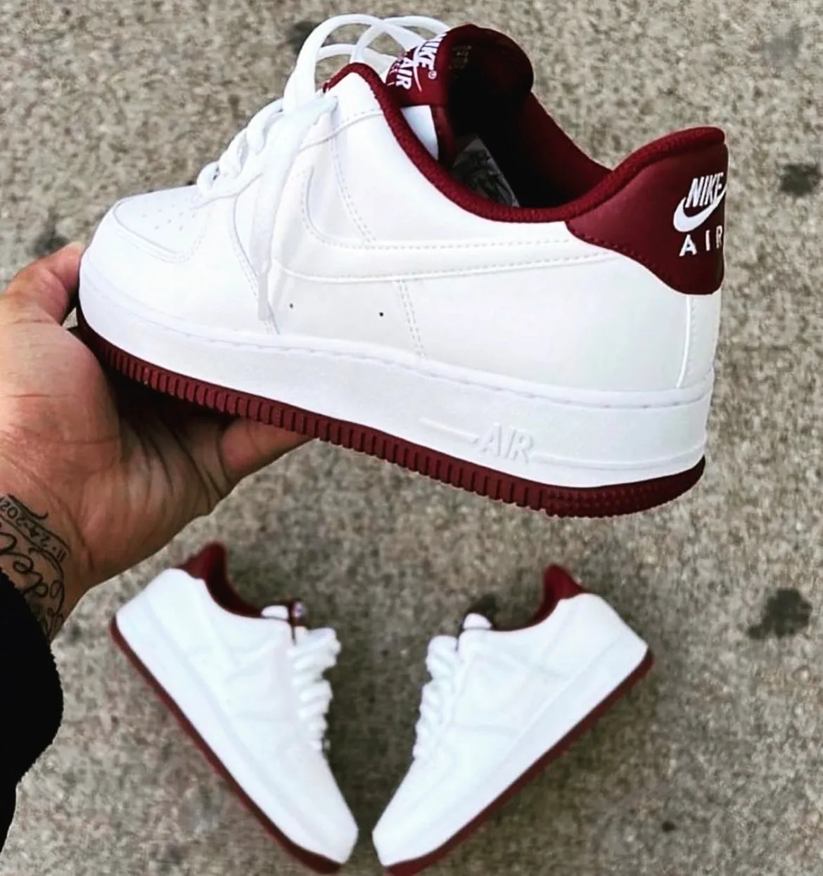 NIKE AIR FORCE 1 WHITE MAROON BOTTOM Hill Walk Comfortable Soles