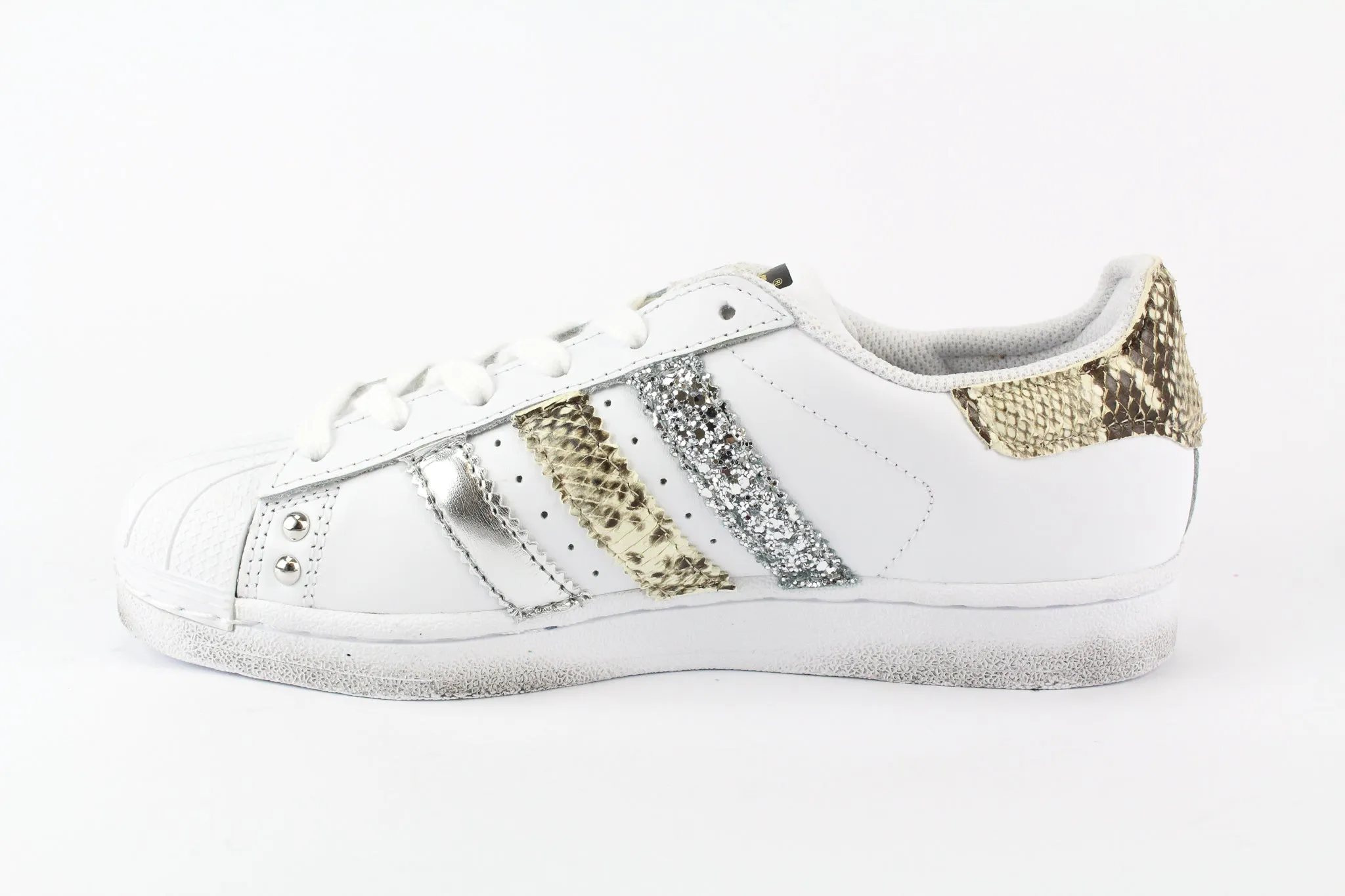 Chic Comfort Adidas Superstar Pitone Silver Glitter & Borchie