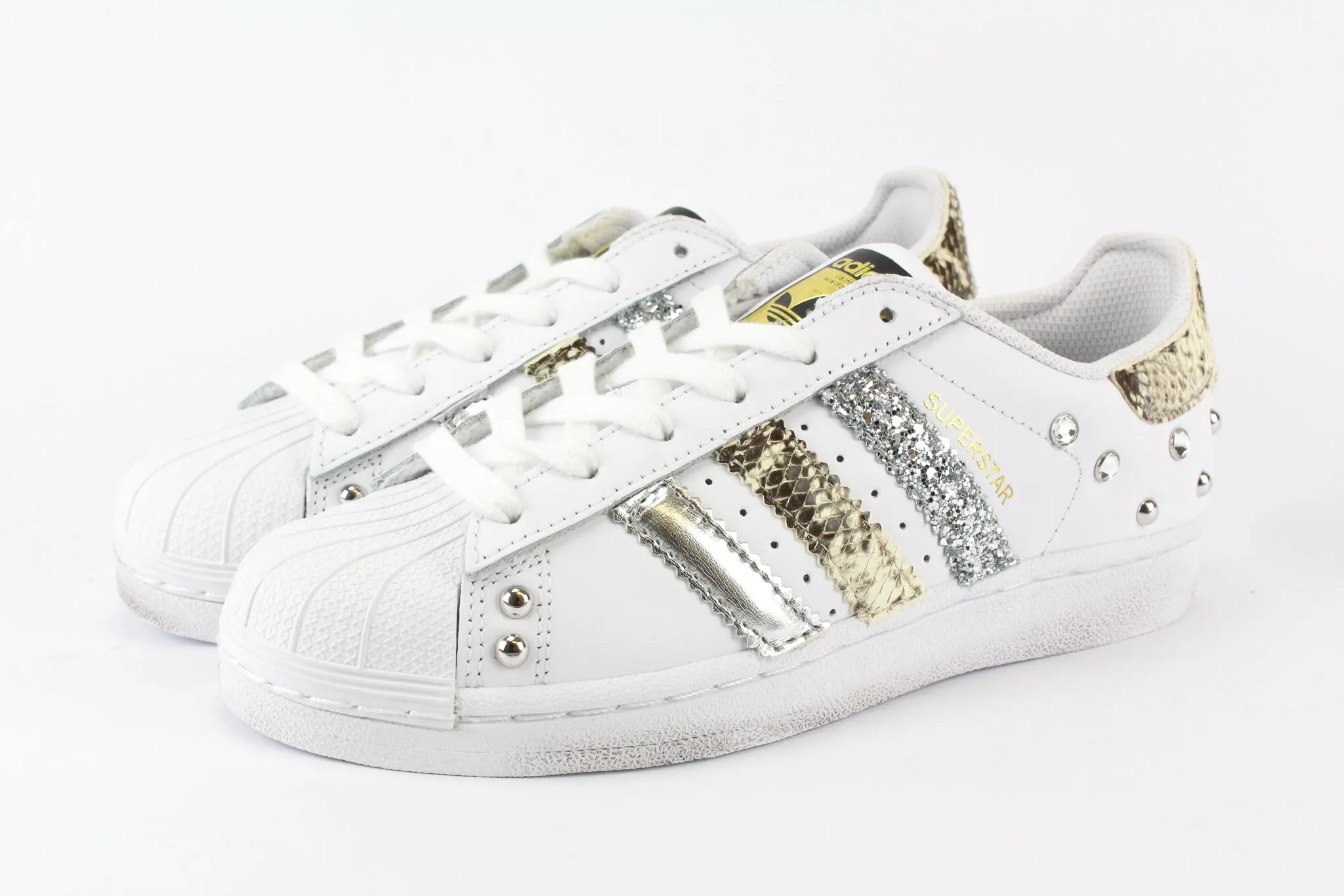 Adidas Superstar Pitone Silver Glitter & Borchie Drill Hike