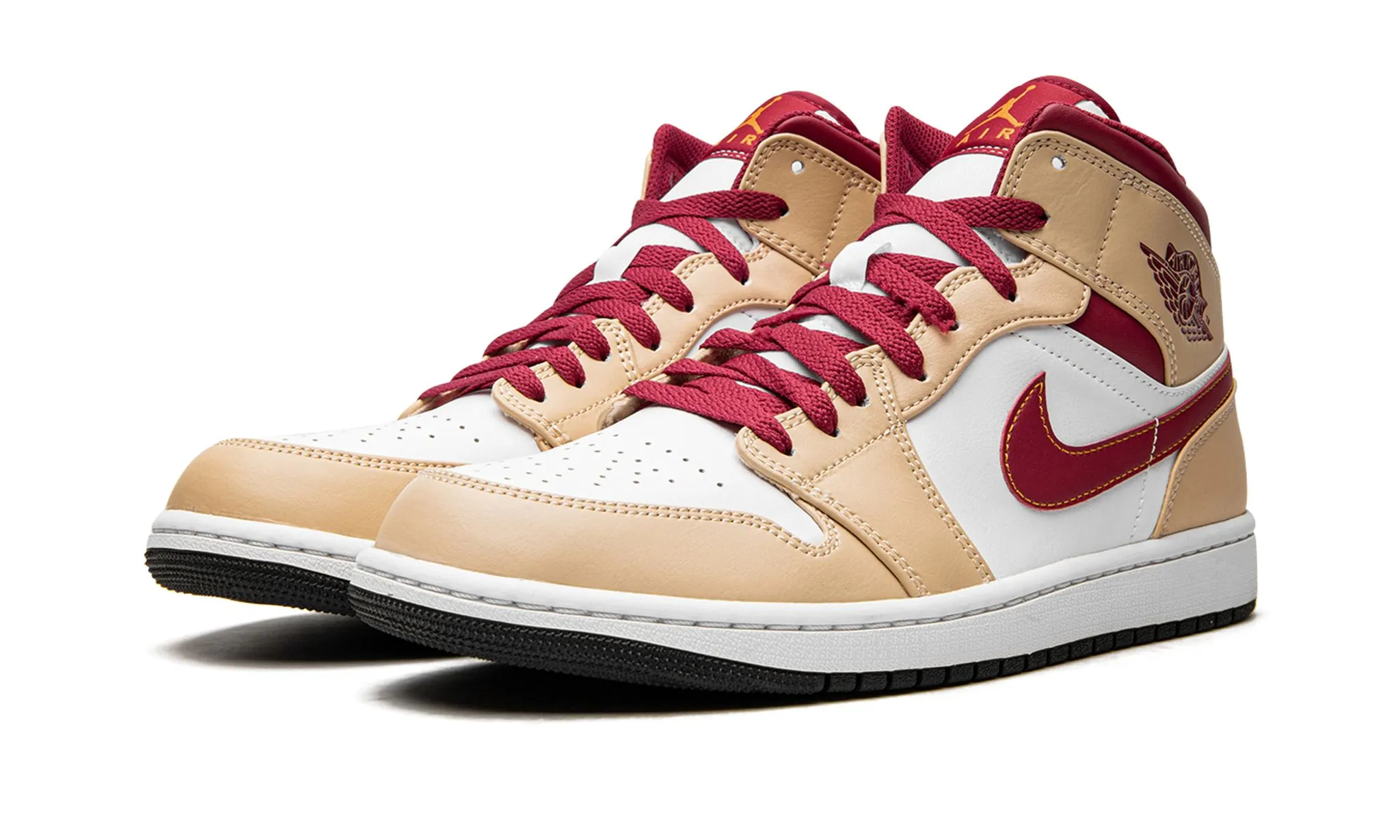 buckle Anti Slip Air Jordan 1 Mid Light Curry Cardinal Red